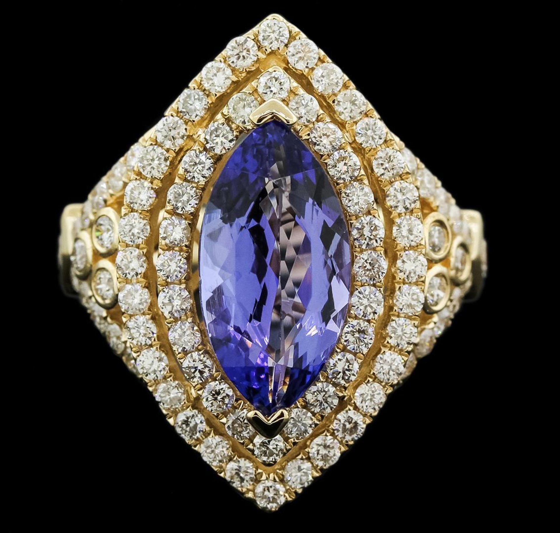 14KT Yellow Gold 10.41 ctw Tanzanite and Diamond Ring - Image 2 of 3