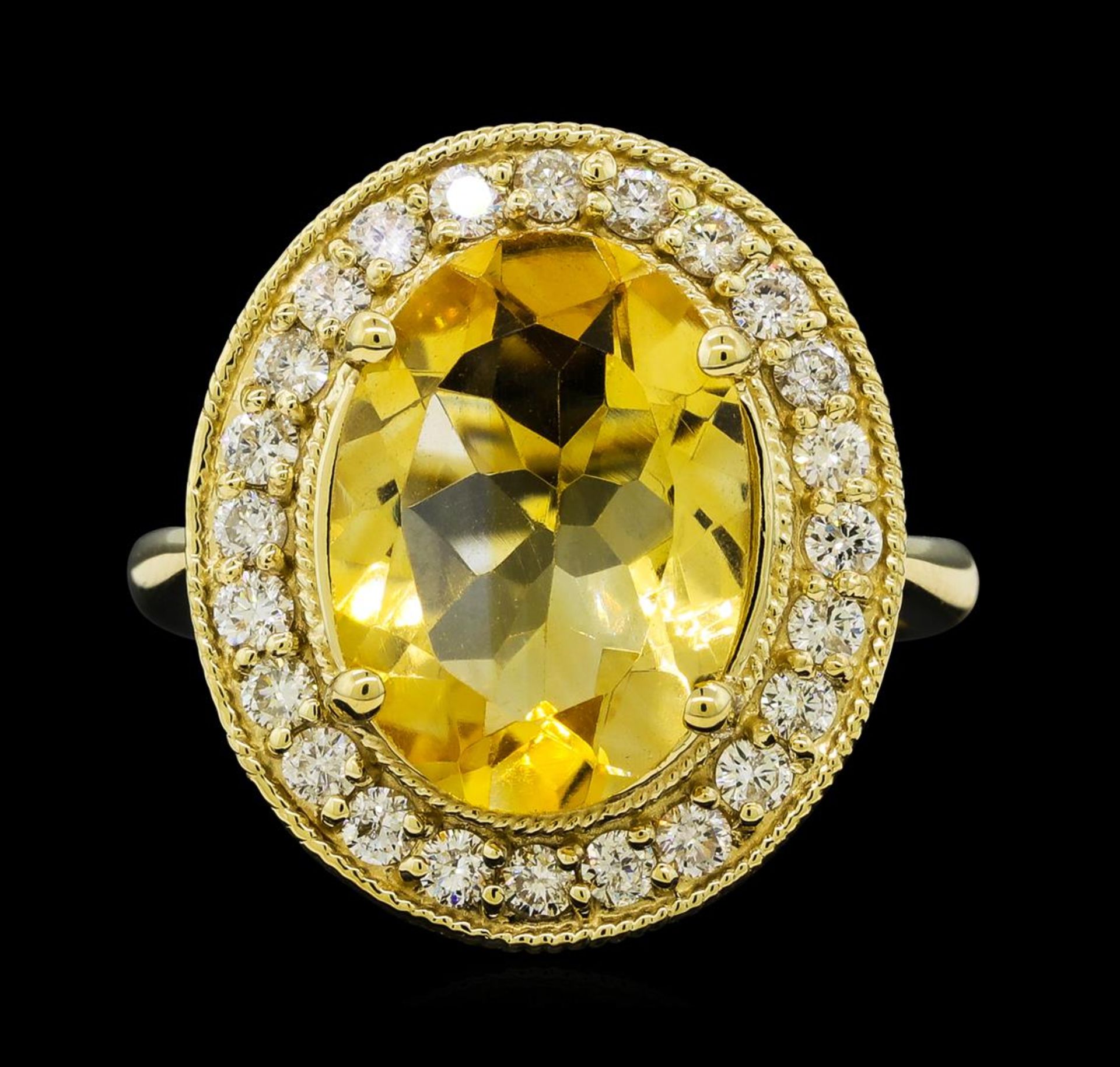 4.22 ctw Citrine Quartz and Diamond Ring - 14KT Yellow Gold - Image 2 of 4