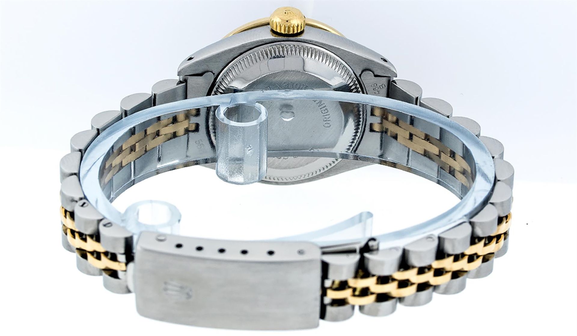Rolex Ladies 2 Tone Black Diamond & Ruby Datejust Wristwatch - Image 6 of 9