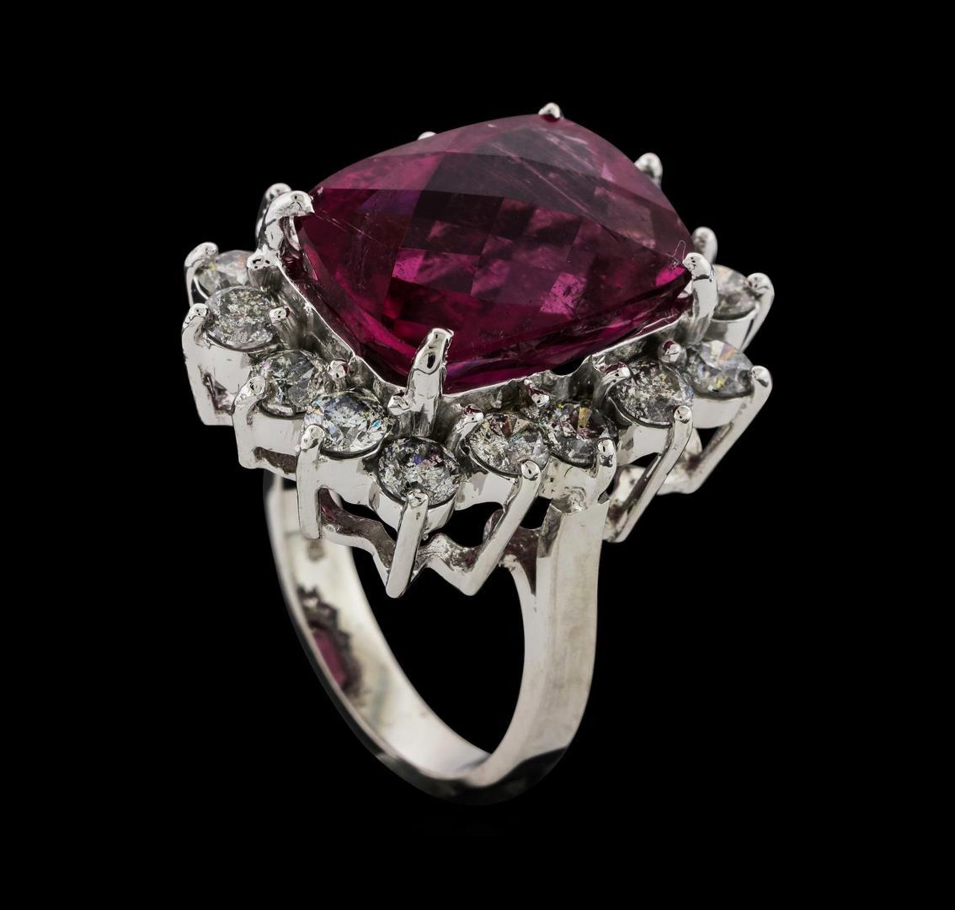 11.12 ctw Tourmaline and Diamond Ring - 14KT White Gold - Image 4 of 5