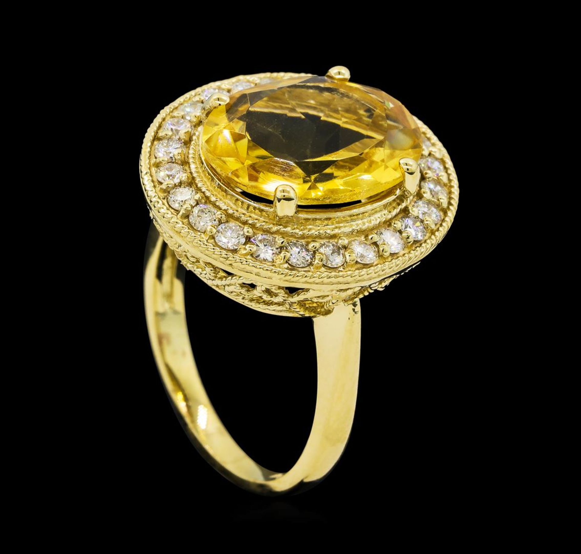 4.22 ctw Citrine Quartz and Diamond Ring - 14KT Yellow Gold - Image 4 of 4