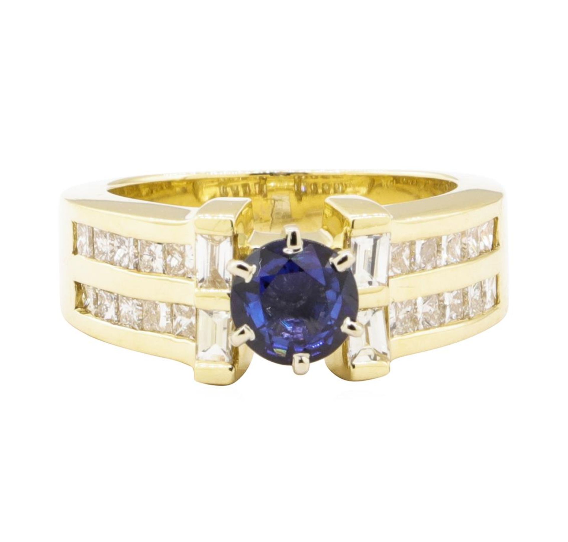 2.05 ctw Blue Sapphire And Diamond Ring - 14KT Yellow Gold - Image 2 of 5