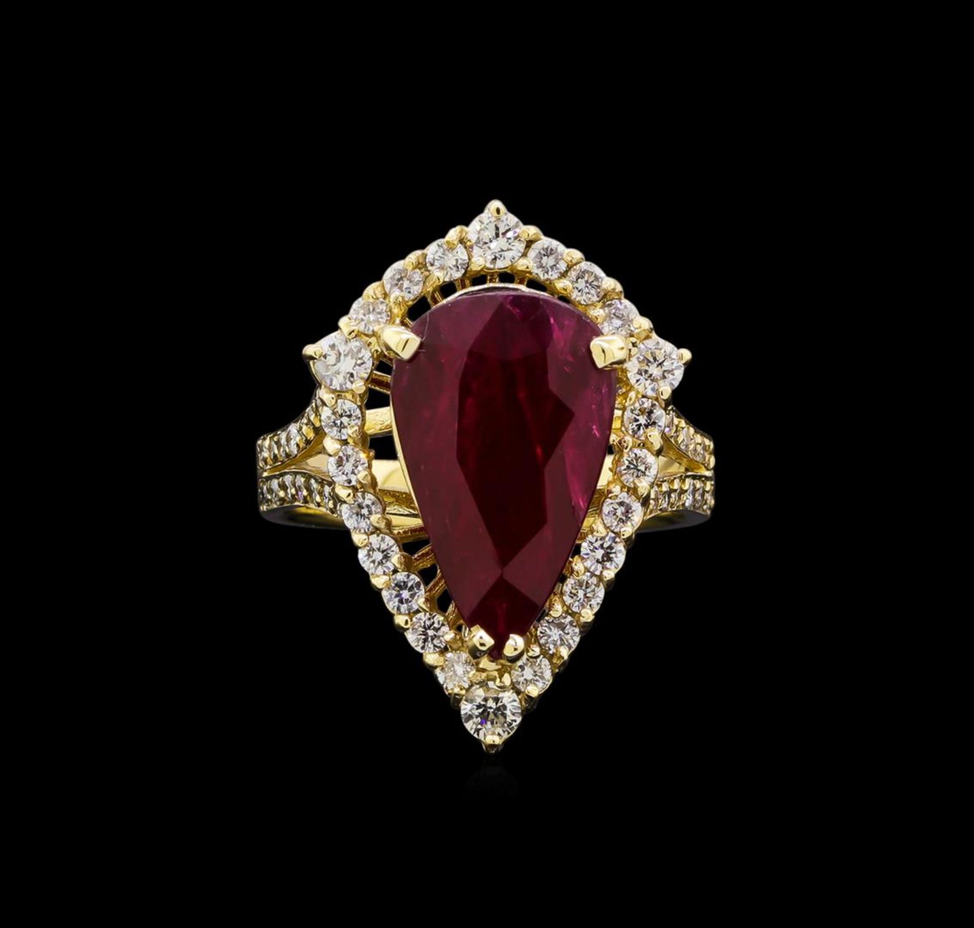 GIA C 5.98 ctw Ruby and Diamond Ring - 14KT Yellow Gold - Image 2 of 7