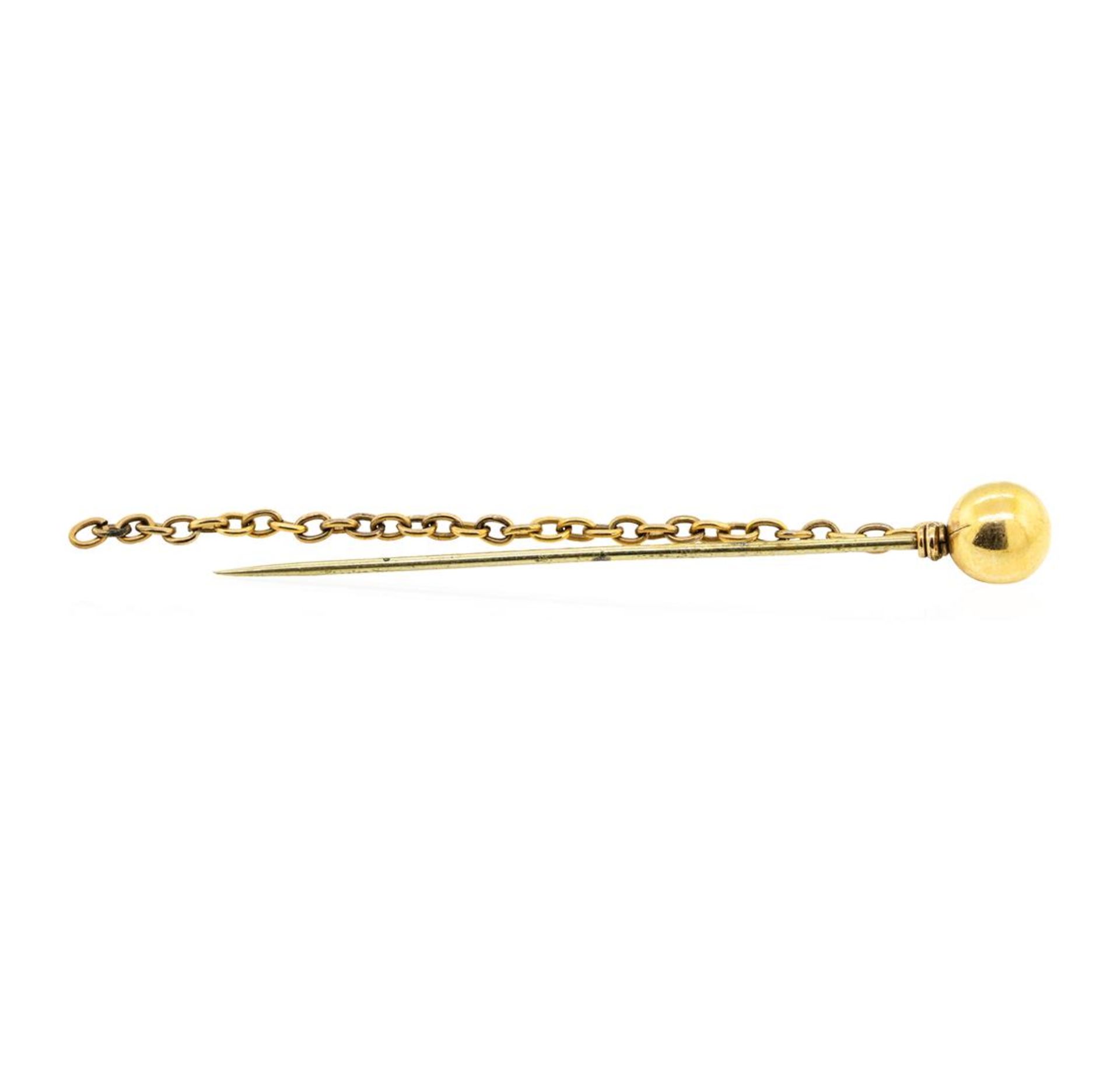 Ball and Chain Stick Pin - Yellow Gold Plated - Image 2 of 2