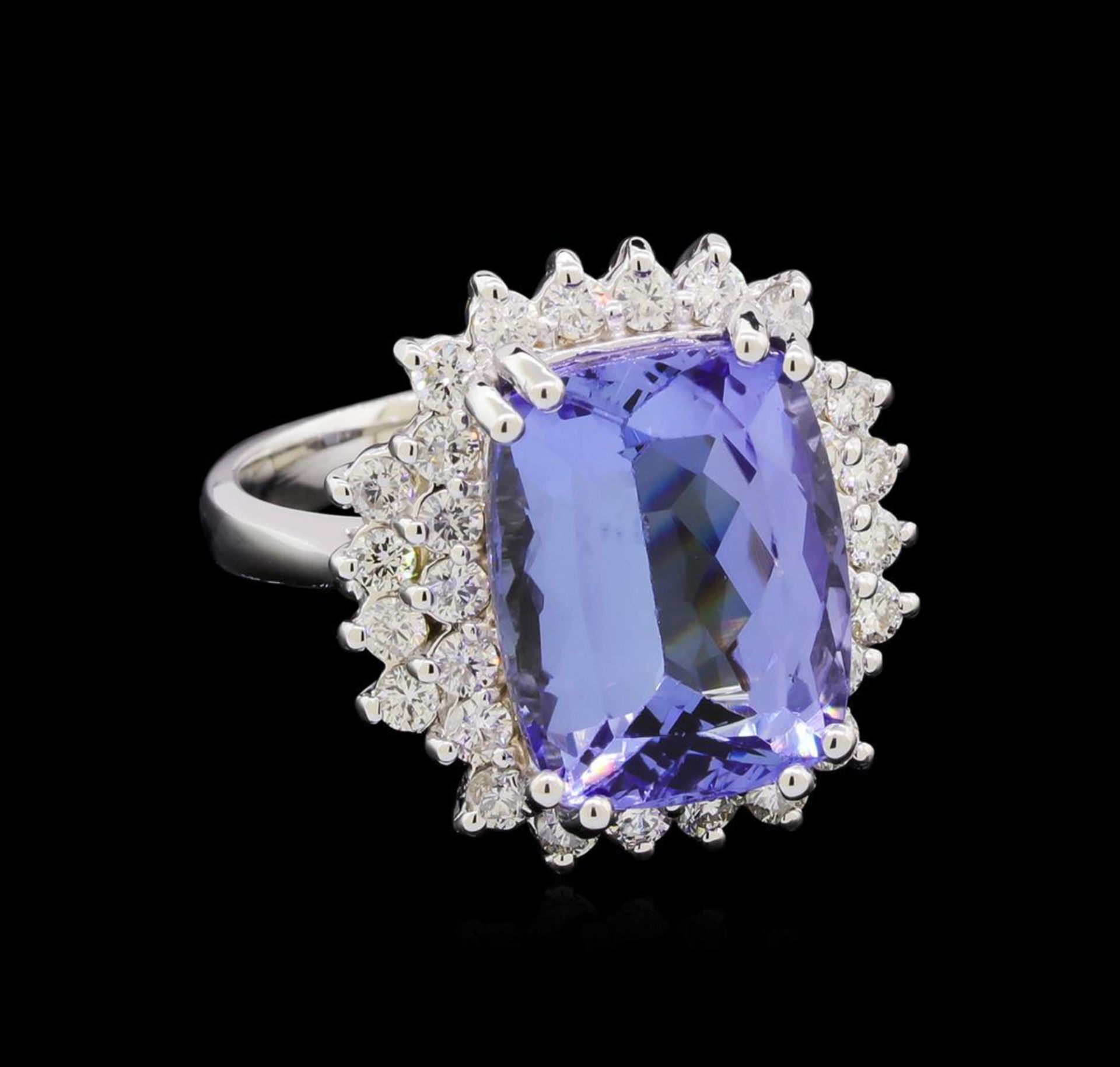 8.62 ctw Tanzanite and Diamond Ring - 14KT White Gold