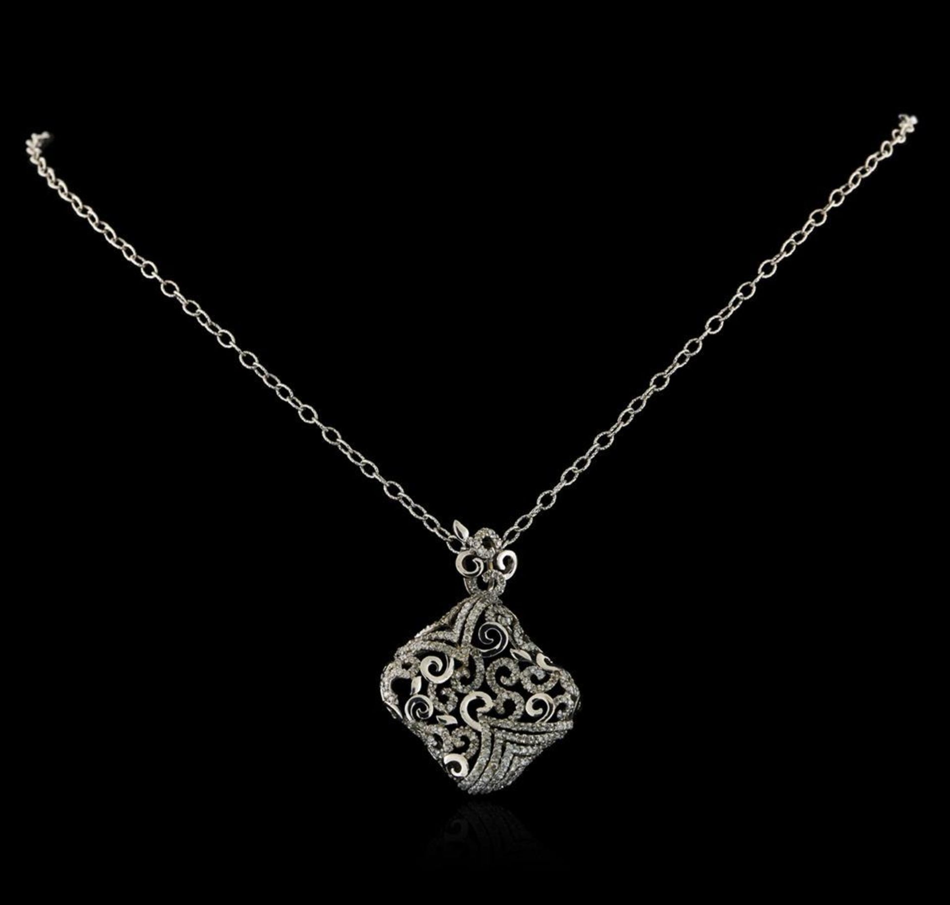 14KT White Gold 1.20 ctw Diamond Pendant With Chain - Image 2 of 3
