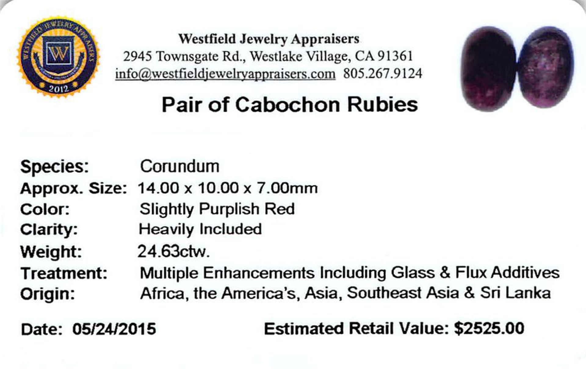 24.63 ctw Cabochon Ruby Parcel - Image 2 of 2