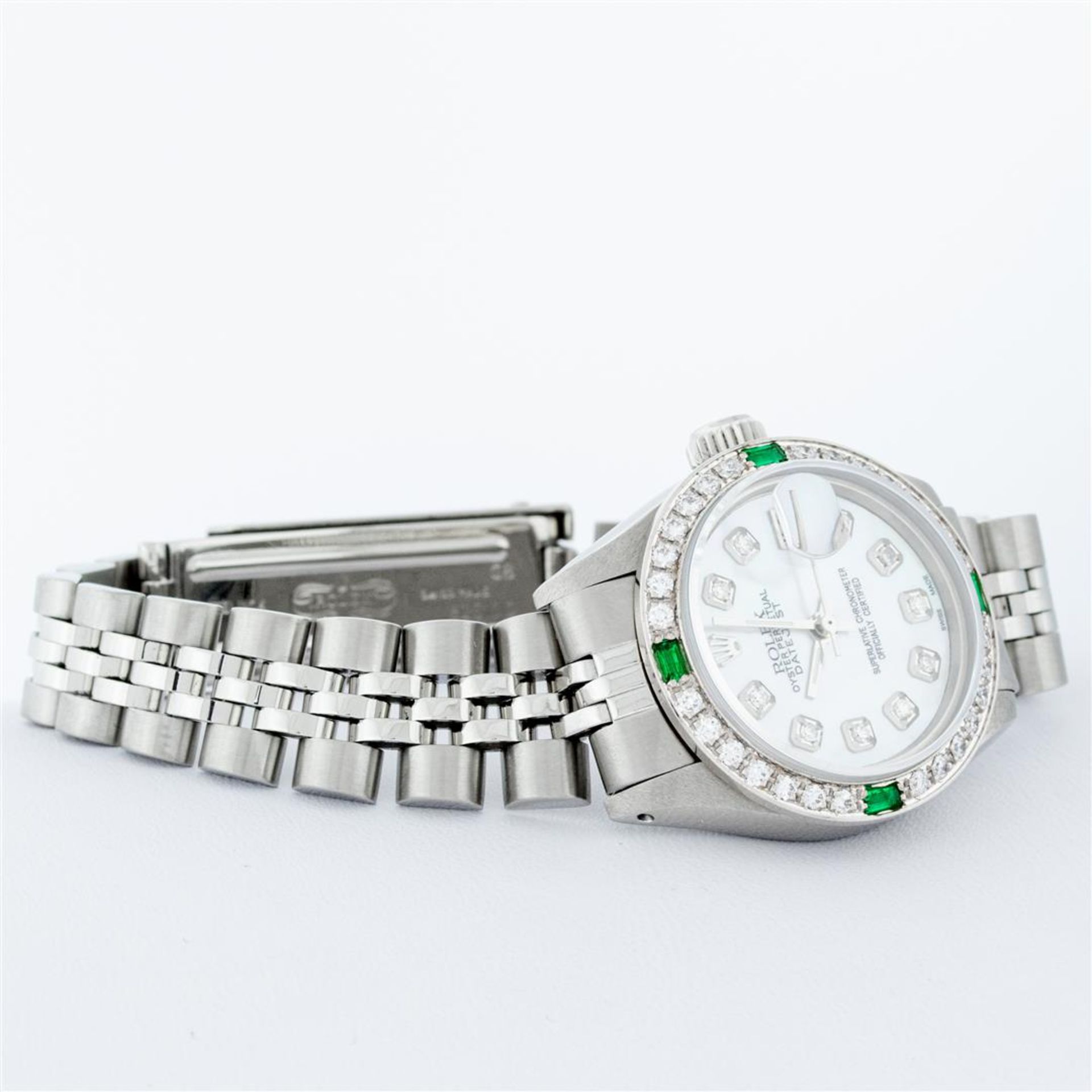 Rolex Ladies Stainless Steel Mother Of Pearl Diamond 26MM Datejust Wristwatch - Image 4 of 9