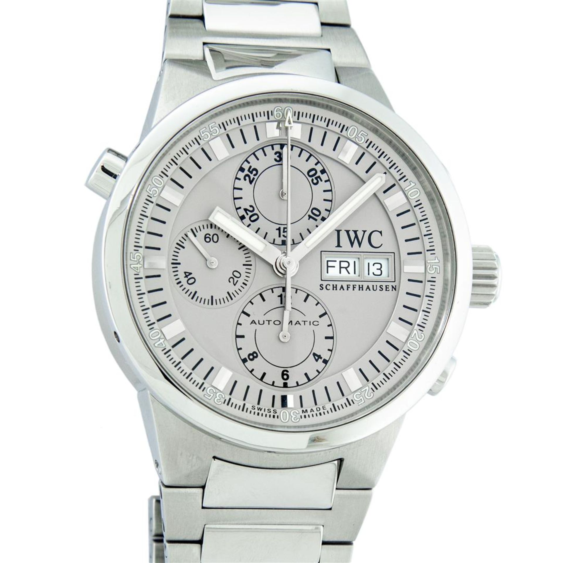 IWC Mens Stainless Steel 43mm GST Rattrapante Split Second Chronograph Wristwatc