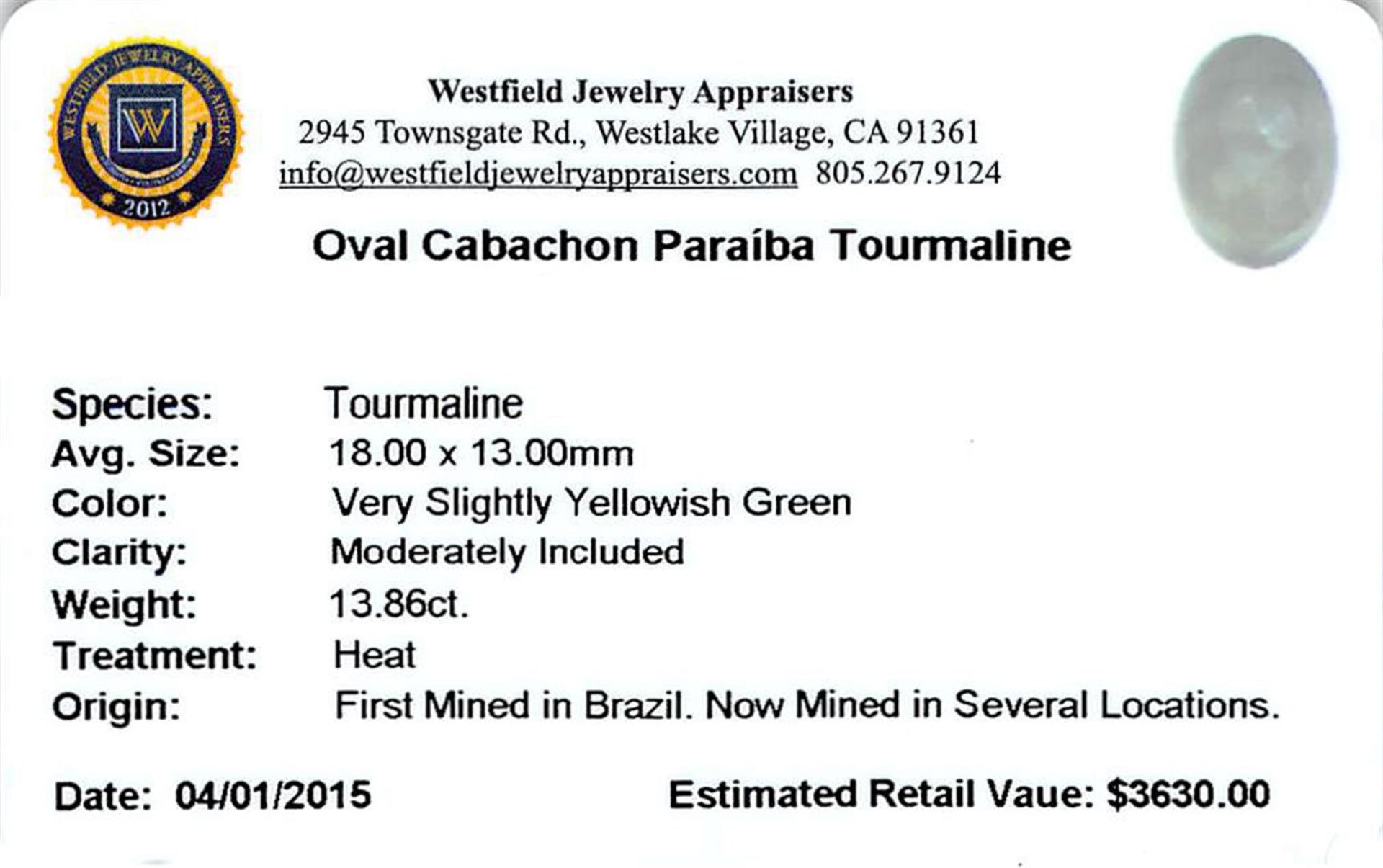 13.86 ctw Cabochon Paraiba Tourmaline Parcel - Image 2 of 2