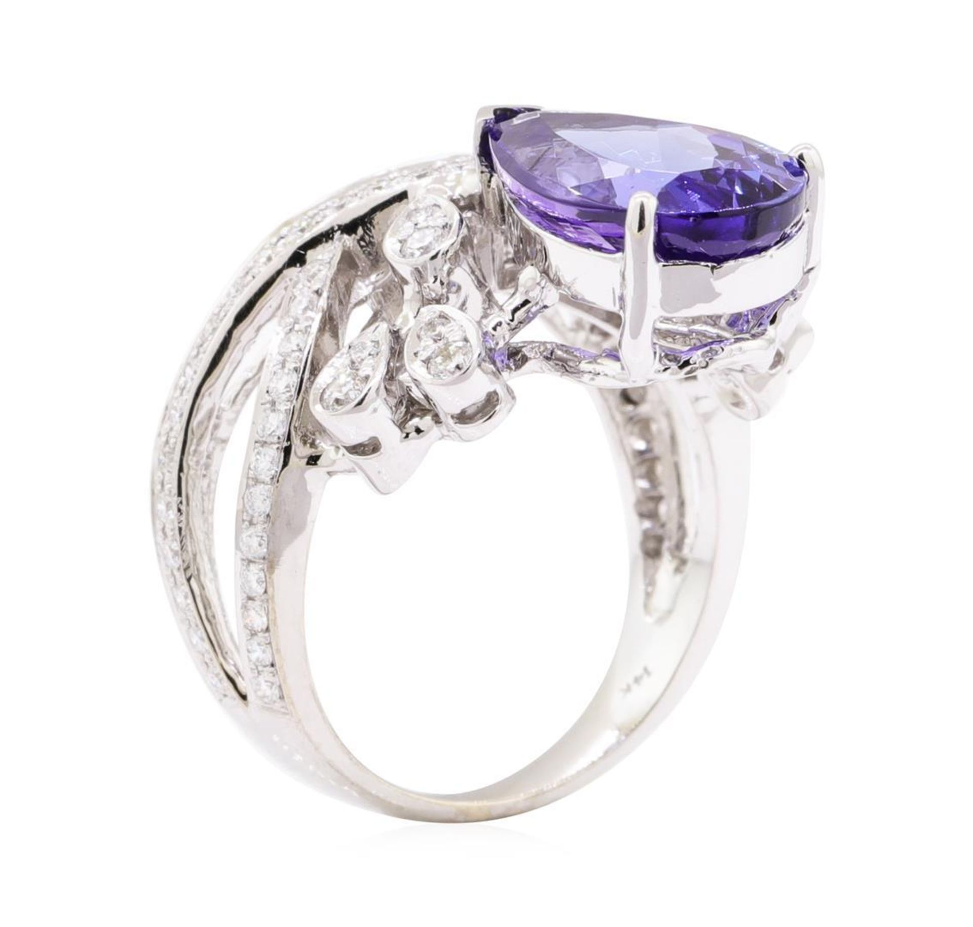 4.72 ctw Tanzanite and Diamond Ring - 14KT White Gold - Image 4 of 5