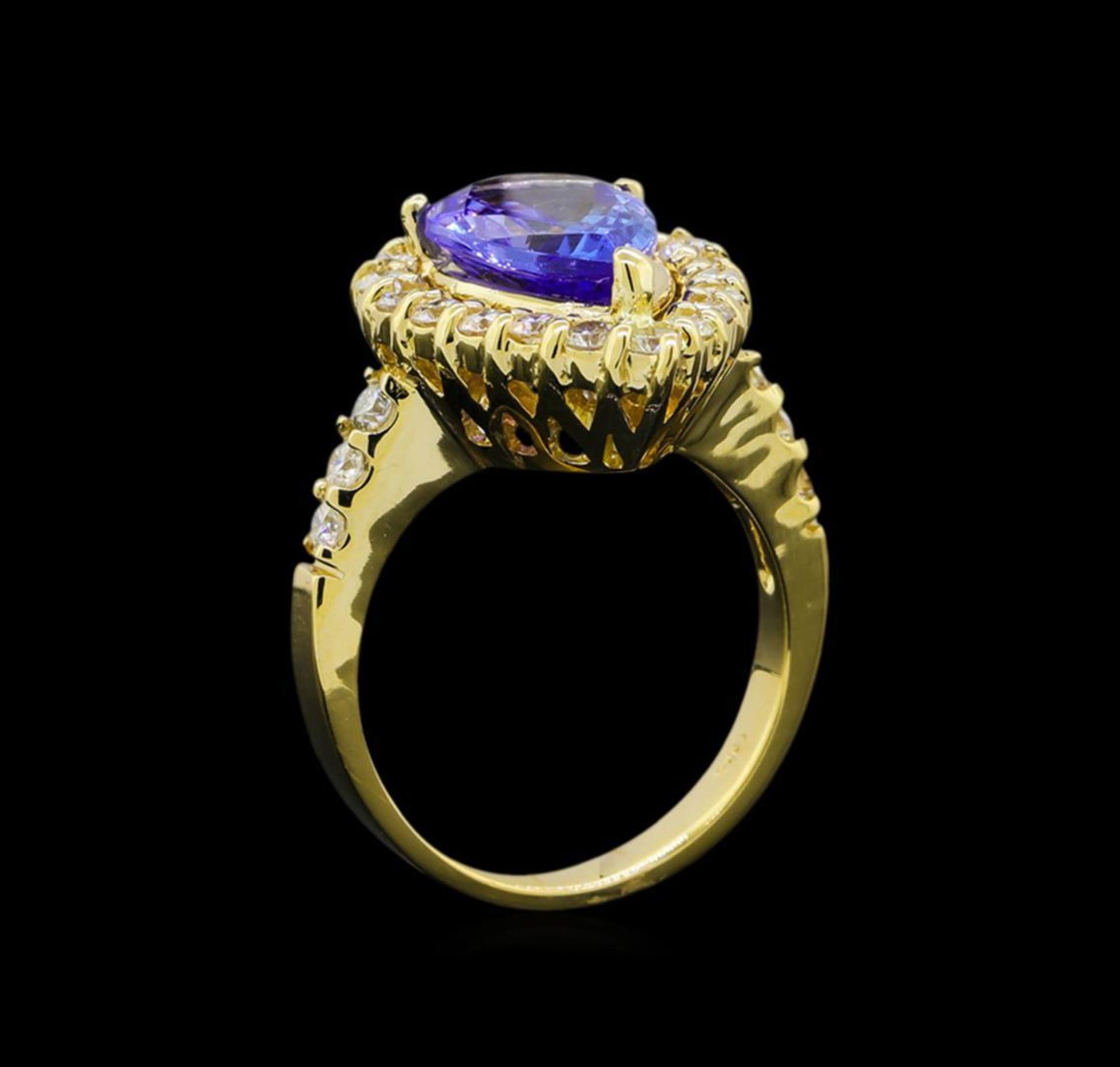 3.46 ctw Tanzanite and Diamond Ring - 14KT Yellow Gold - Image 4 of 5