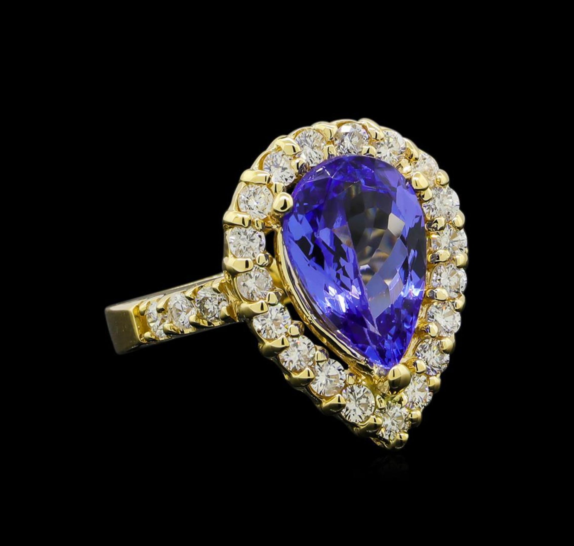 3.46 ctw Tanzanite and Diamond Ring - 14KT Yellow Gold