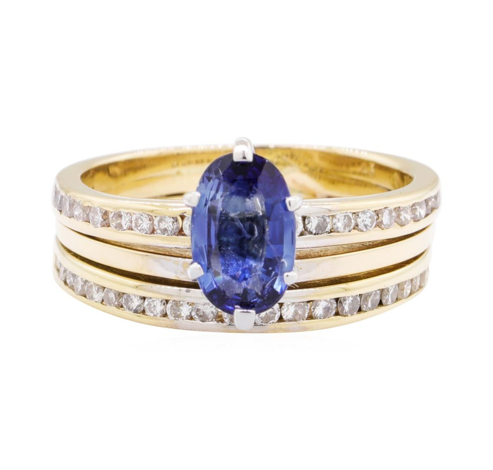 1.31 ctw Sapphire and Diamond Wedding Set - 14KT Yellow Gold - Image 2 of 4