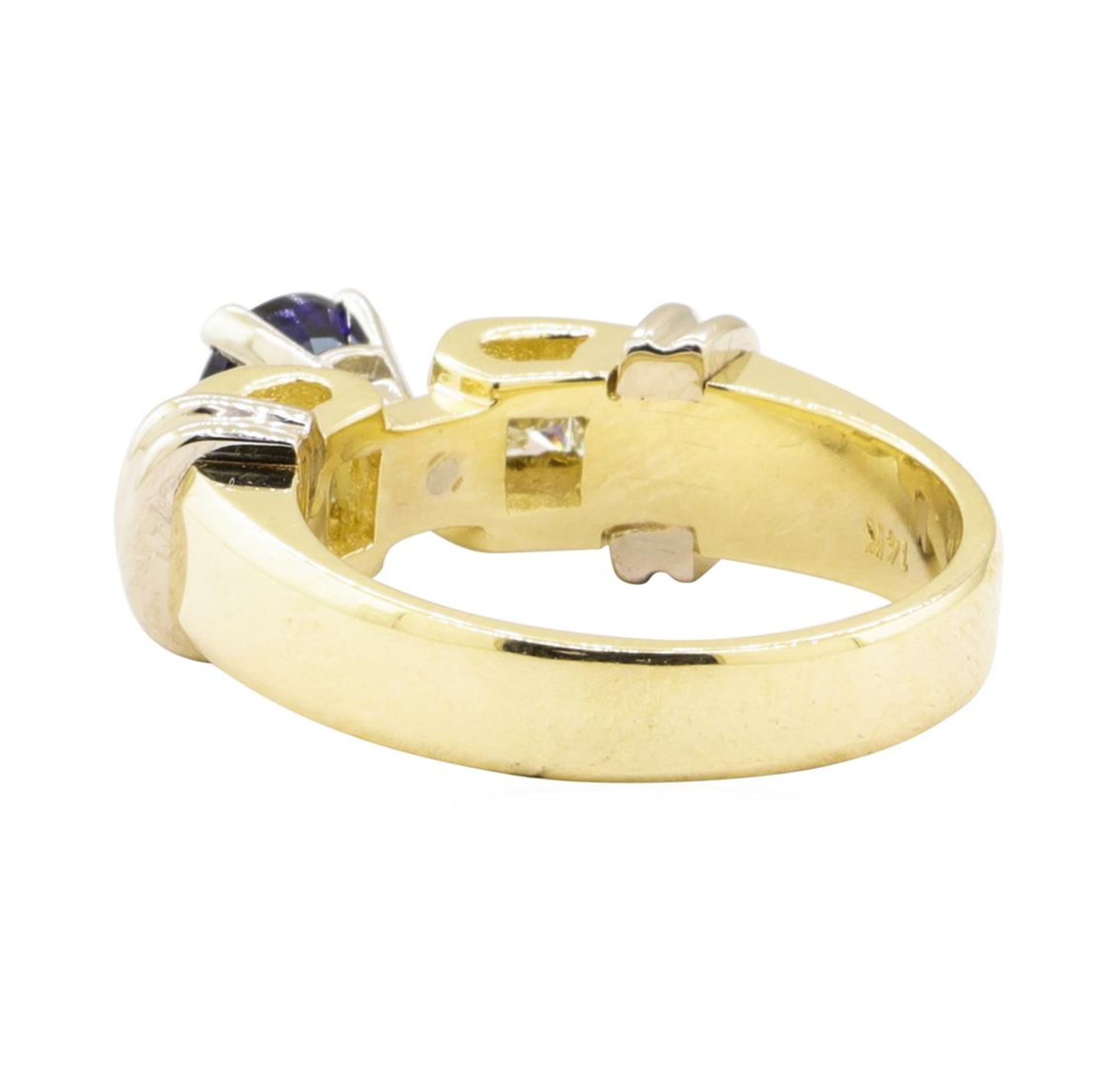 1.67 ctw Blue Sapphire And Diamond Ring - 14KT Yellow And White Gold - Image 3 of 5