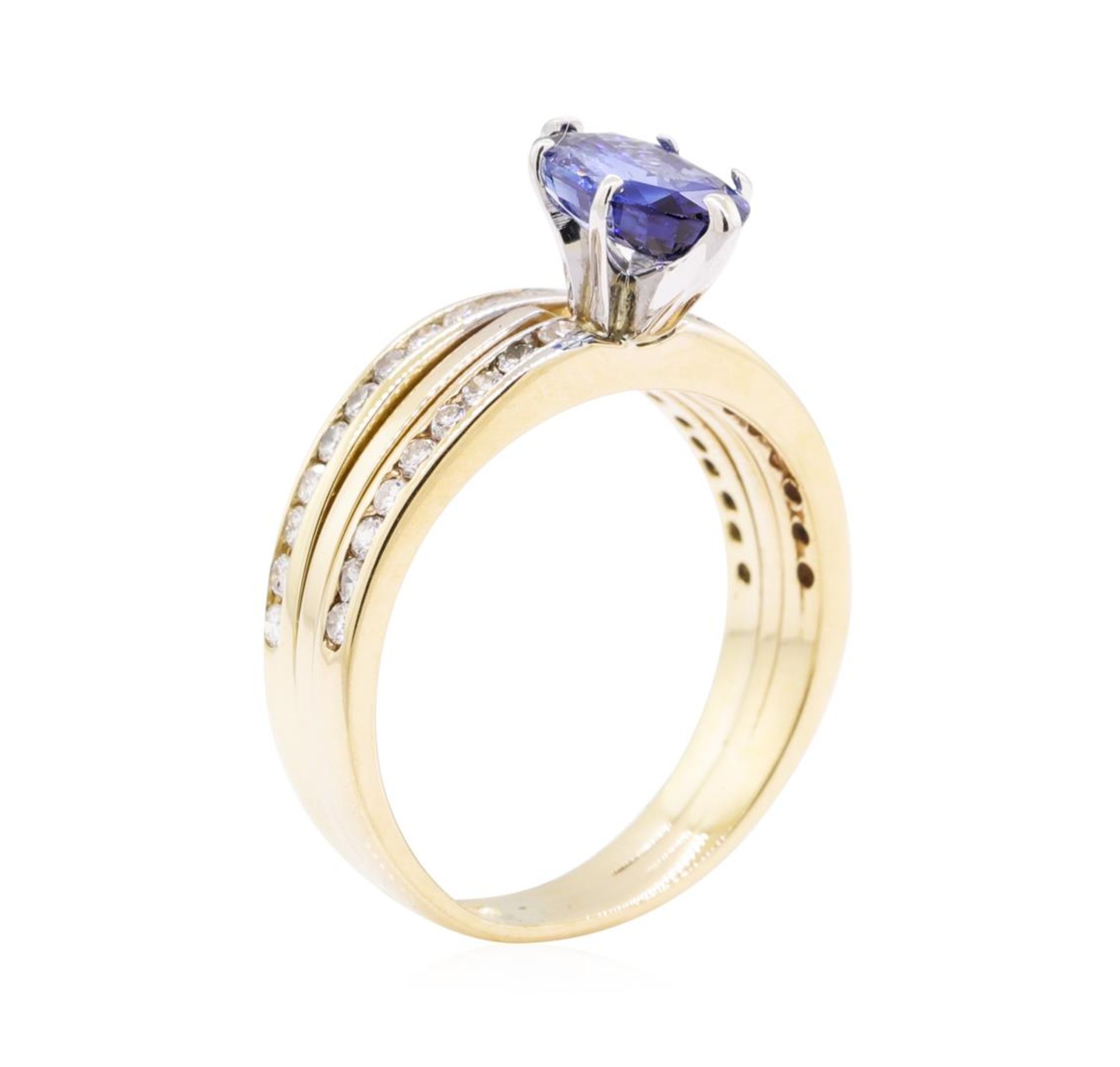 1.31 ctw Sapphire and Diamond Wedding Set - 14KT Yellow Gold - Image 4 of 4