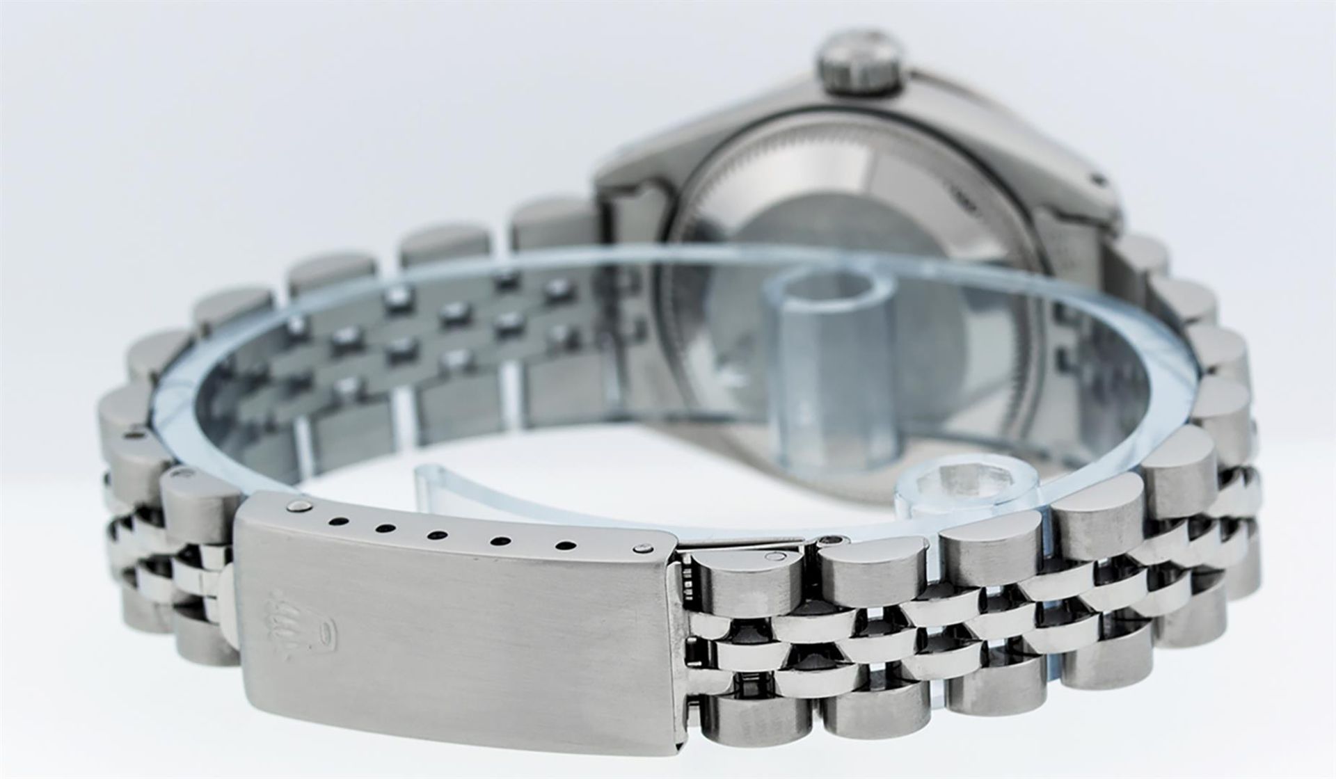 Rolex Ladies Stainless Steel 26 Green Diamond & Sapphire Datejust Wristwatch - Image 9 of 9