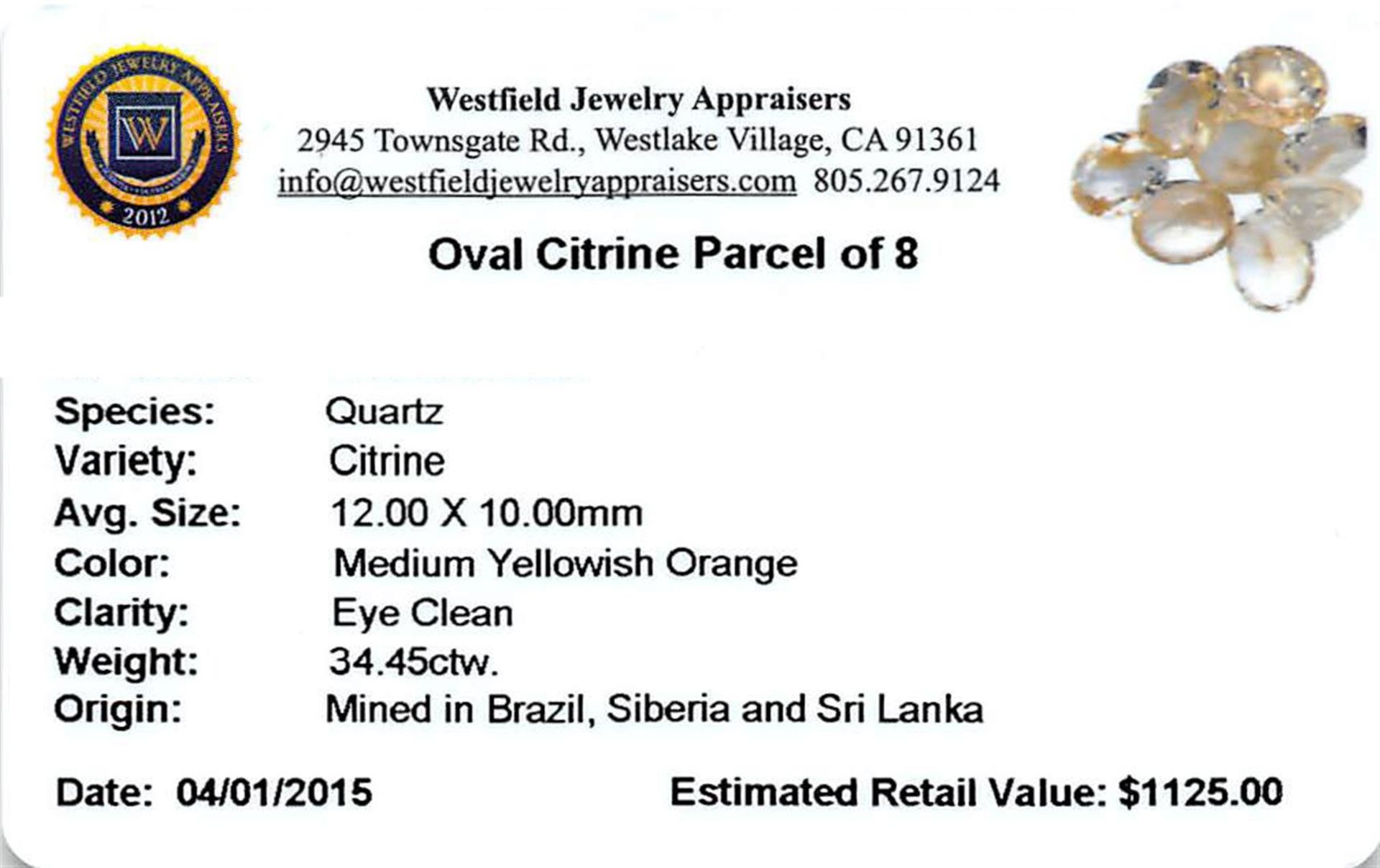 34.45 ctw Oval Mixed Citrine Quartz Parcel - Image 2 of 2