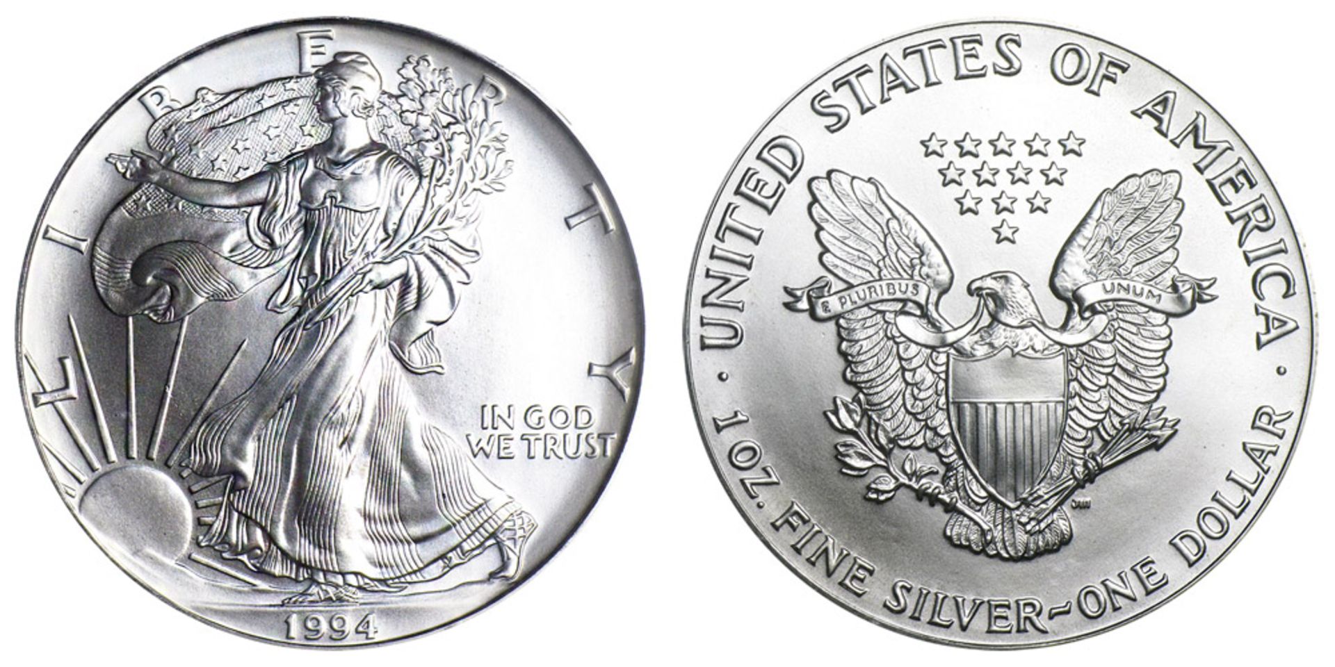 1994 American Silver Eagle .999 Fine Silver Dollar Coin