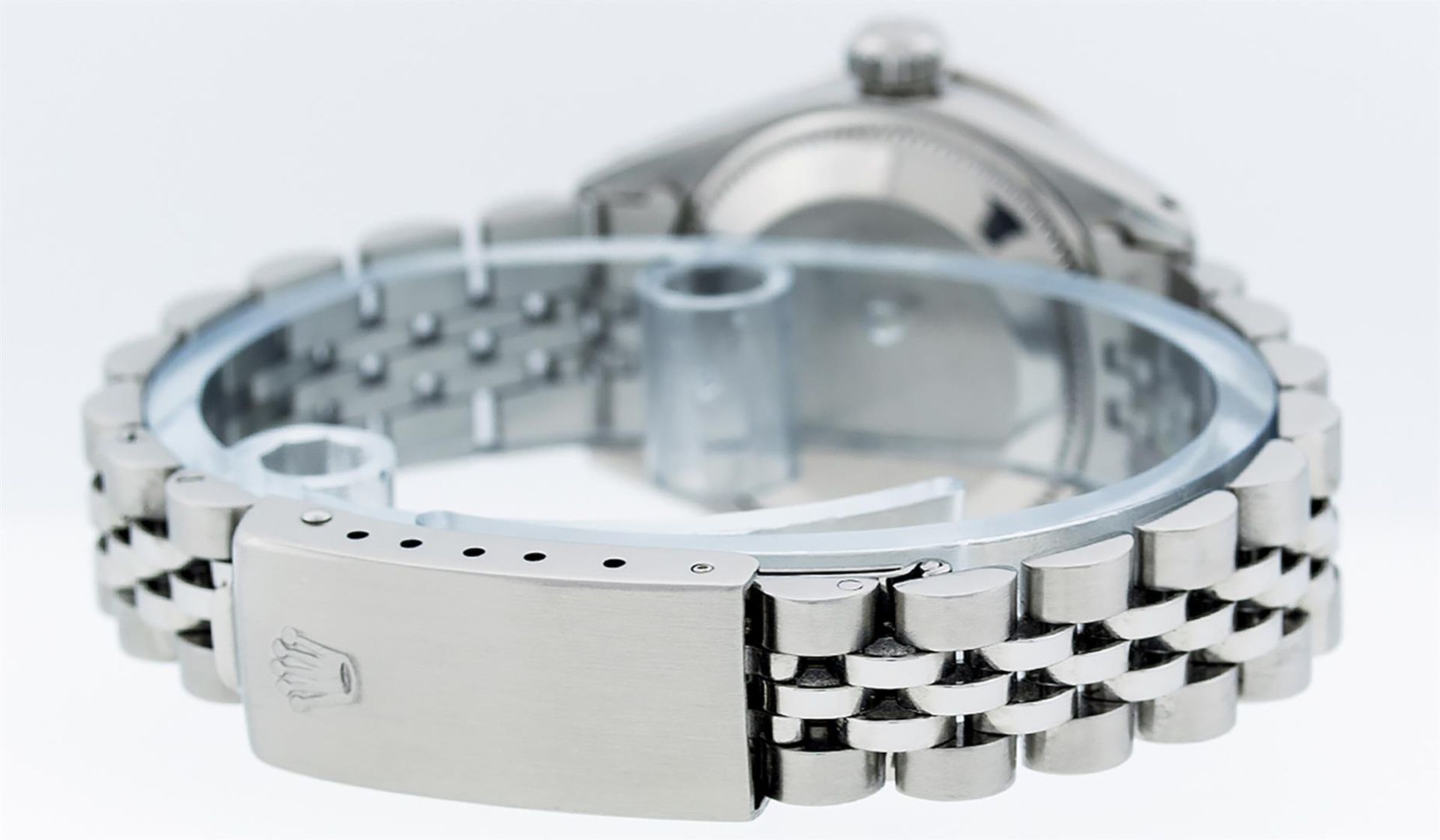 Rolex Ladies Stainless Steel 26 Green Diamond & Sapphire Datejust Wristwatch - Image 8 of 9