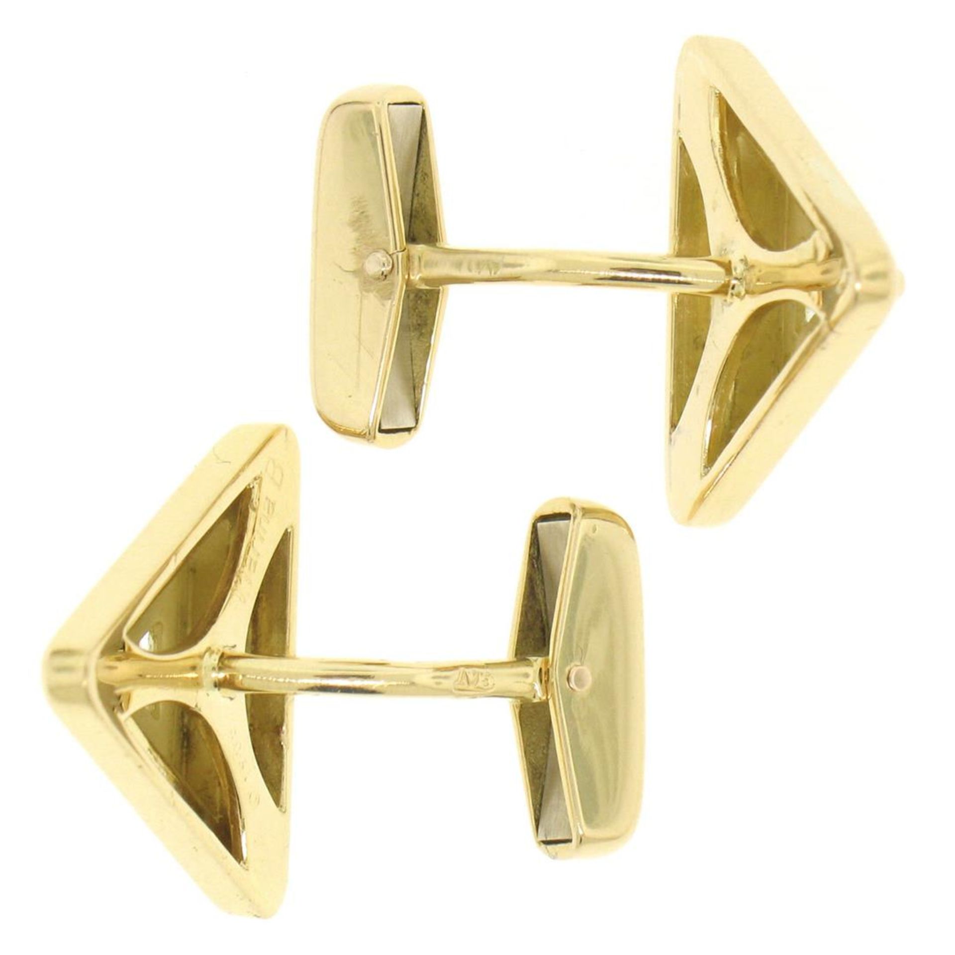 French 18k Yellow Gold Marina B 1.20 ctw FANCY Yellow Trillion Diamond Cuff Link - Image 7 of 8