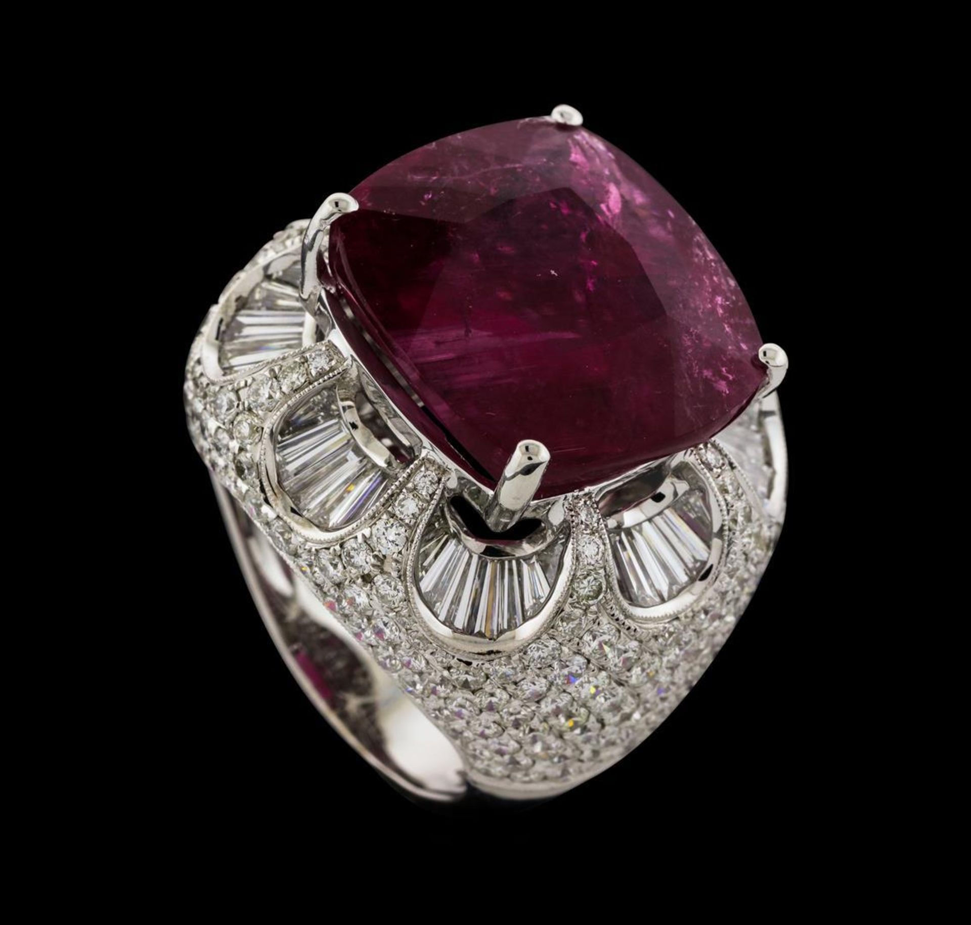 17.68 ctw Pink Tourmaline and Diamond Ring - 18KT White Gold - Image 4 of 5