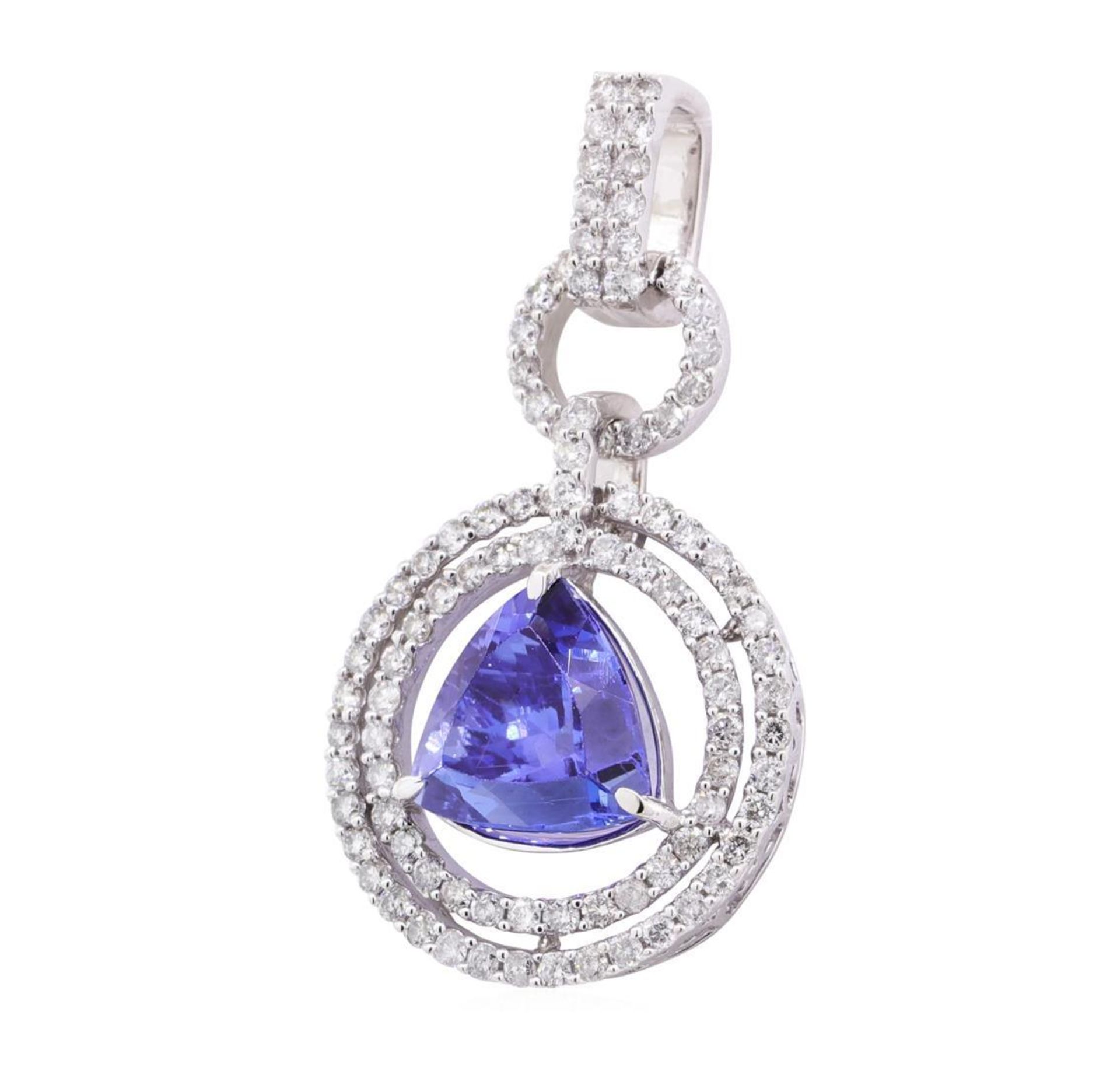 6.85 ctw Tanzanite and Diamond Pendant - 14KT White Gold - Image 2 of 3