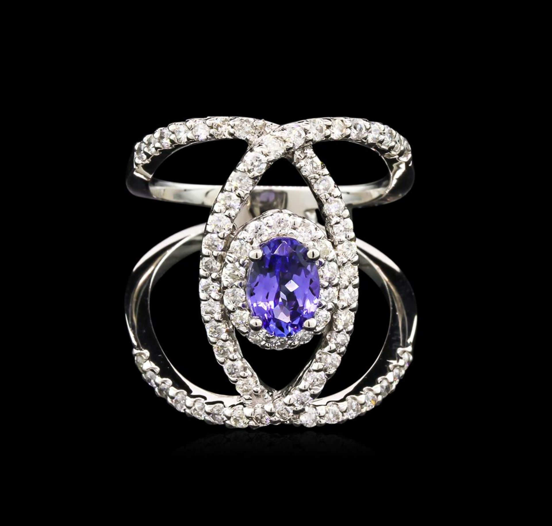 0.99 ctw Tanzanite and Diamond Ring - 14KT White Gold - Image 2 of 2