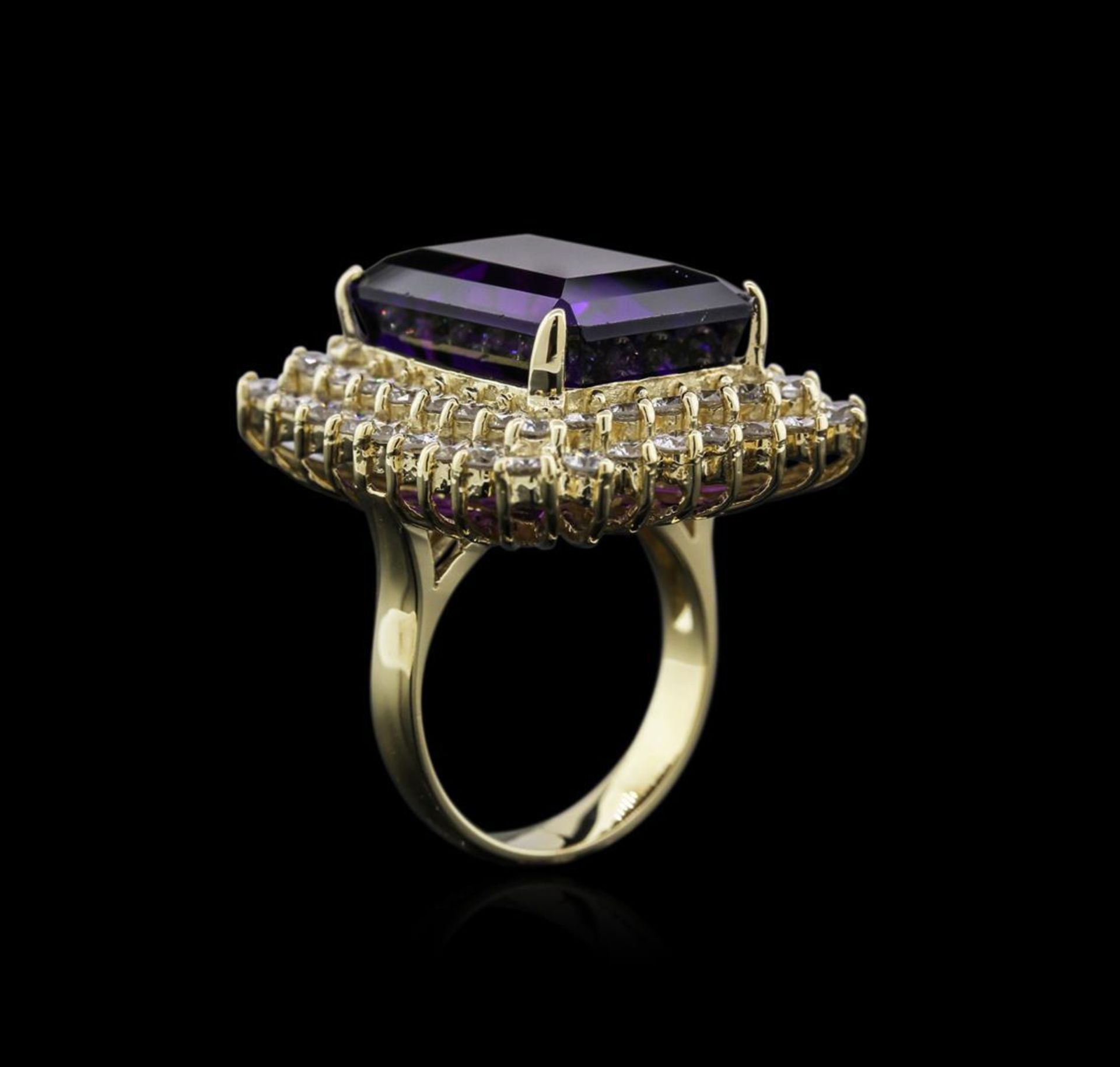 14KT Yellow Gold 16.80 ctw Amethyst and Diamond Ring - Image 3 of 4