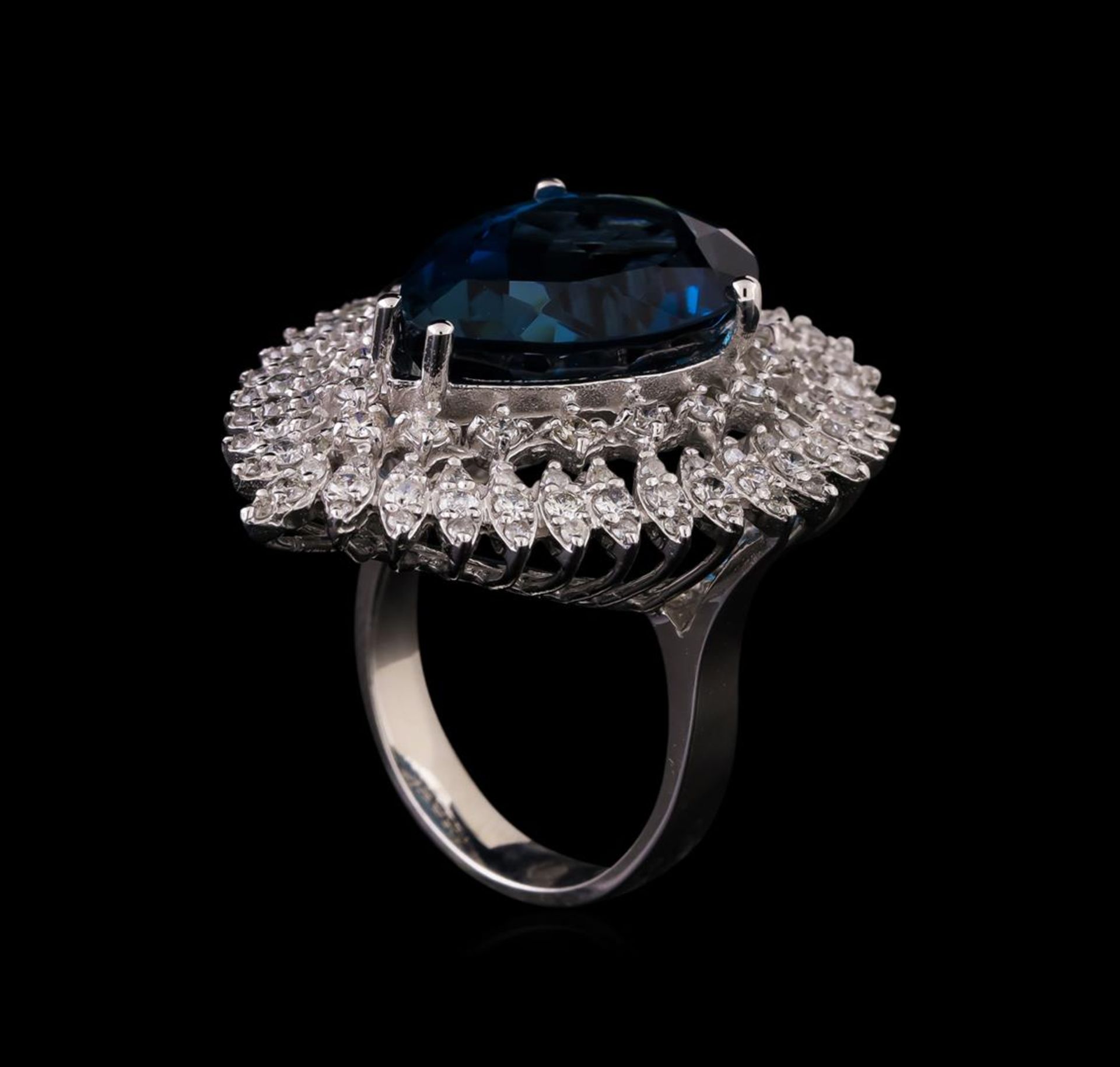 14KT White Gold 14.73 ctw Topaz and Diamond Ring - Image 4 of 5