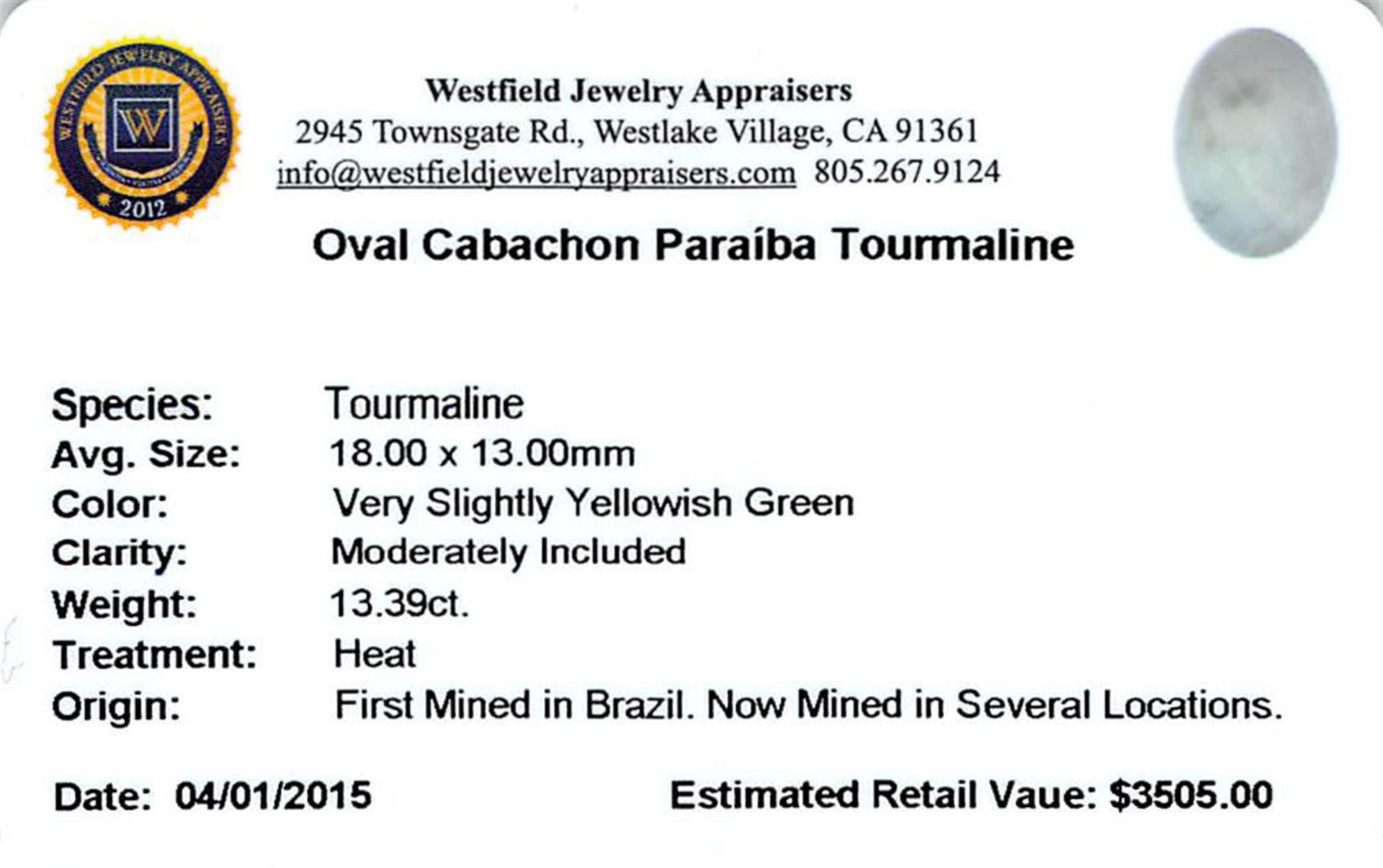 13.39 ctw Oval Paraiba Tourmaline Parcel - Image 2 of 2