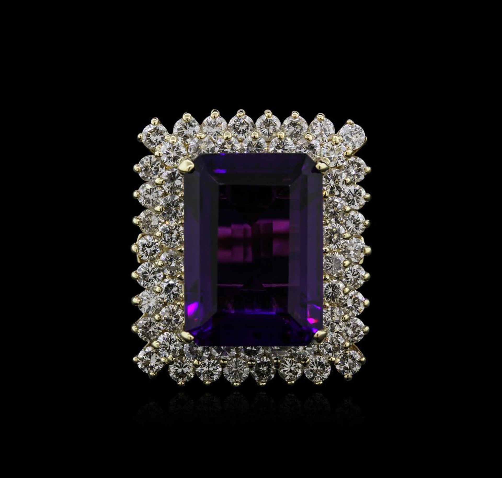 14KT Yellow Gold 16.80 ctw Amethyst and Diamond Ring - Image 2 of 4