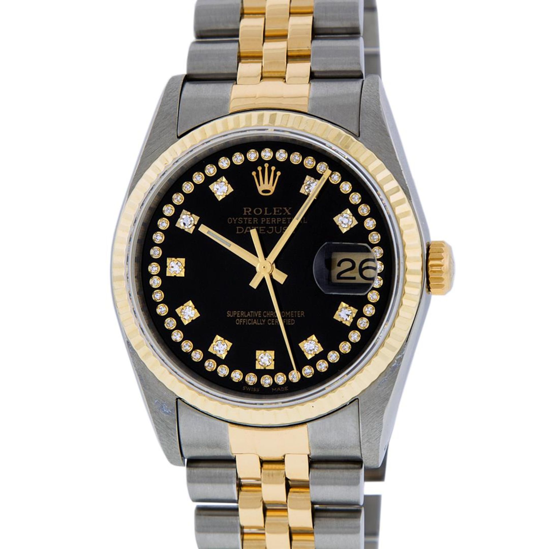 Rolex Mens 2 Tone Black VS Diamond 36MM Oyster Perpetual Datejust Wristwatch - Image 2 of 9