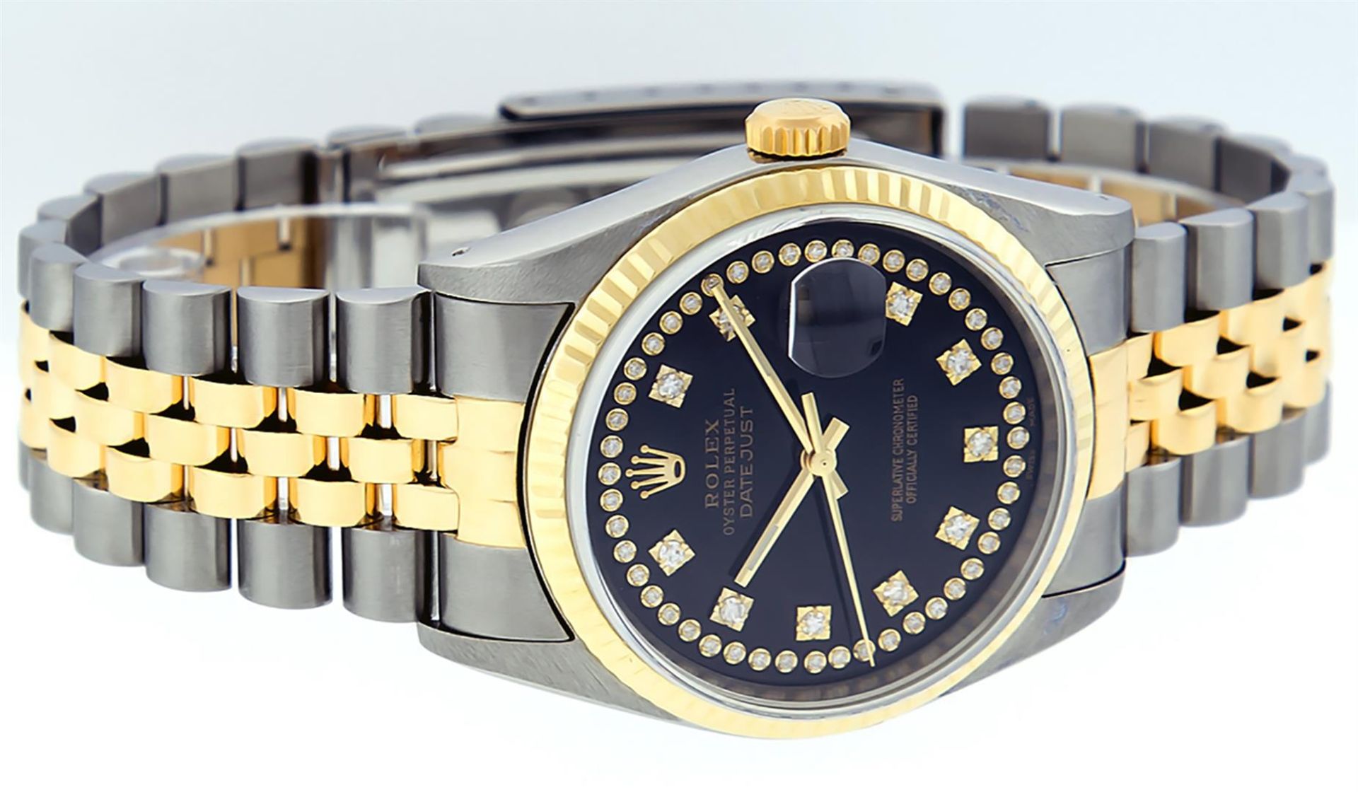 Rolex Mens 2 Tone Black VS Diamond 36MM Oyster Perpetual Datejust Wristwatch - Image 3 of 9