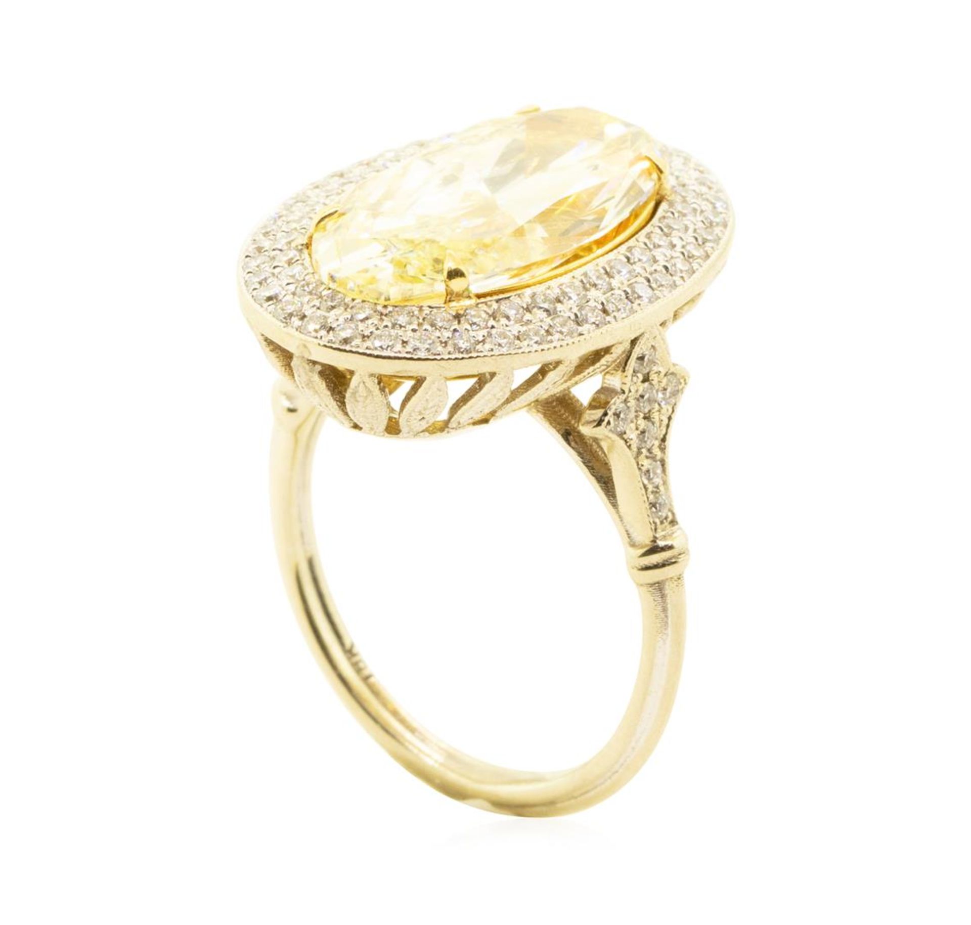 4.76 ctw Yellow Diamond Ring - 18K White and Yellow Gold - Image 4 of 5