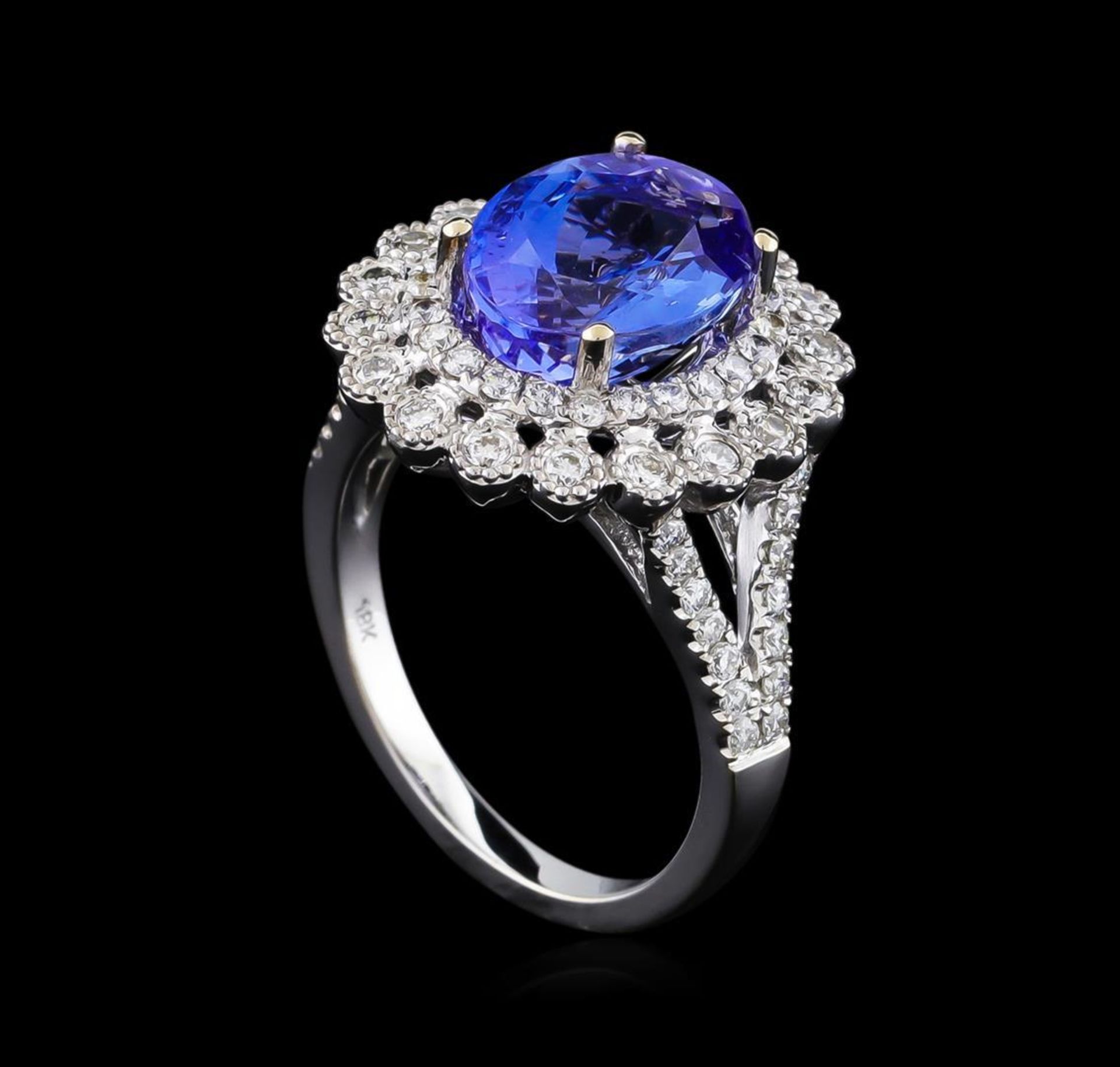 18KT White Gold 3.95 ctw Tanzanite and Diamond Ring - Image 4 of 5