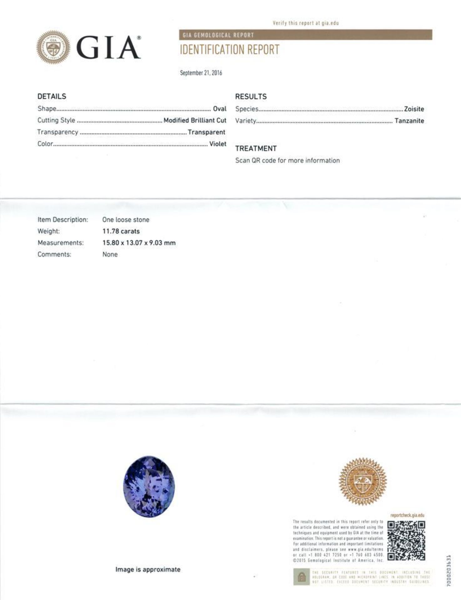 GIA Cert 11.78 ctw Tanzanite and Diamond Ring - 14KT White Gold - Image 6 of 6