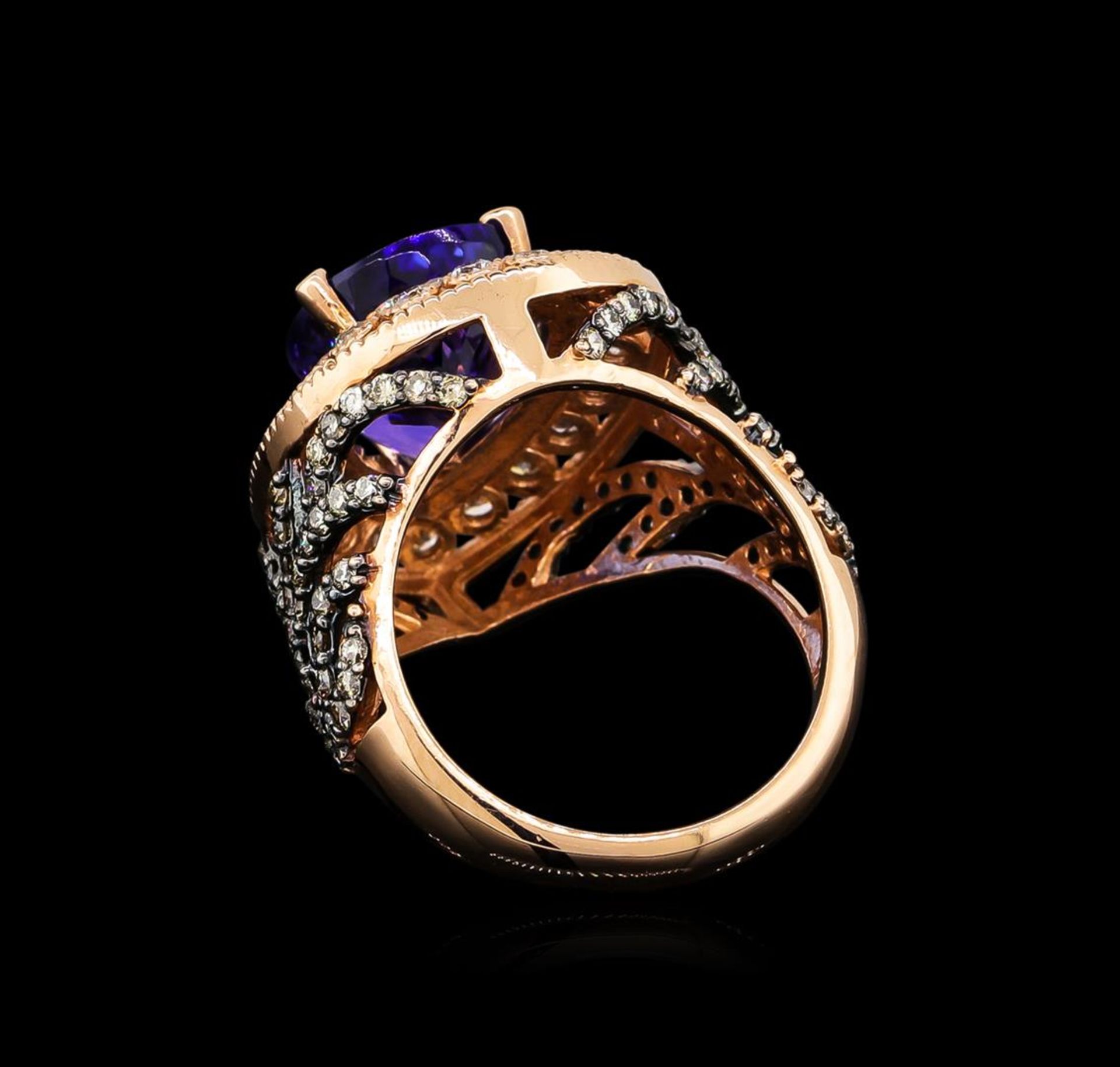 7.31 ctw Tanzanite and Diamond Ring - 14KT Rose Gold - Image 3 of 5