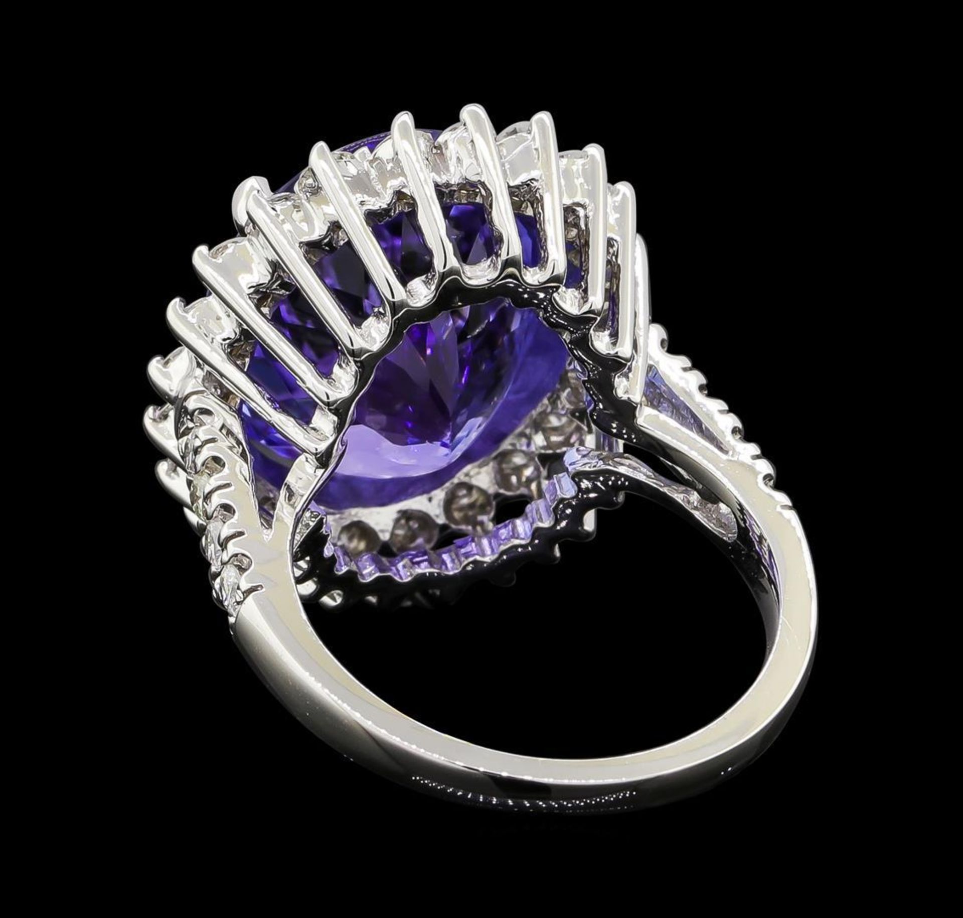 GIA Cert 11.78 ctw Tanzanite and Diamond Ring - 14KT White Gold - Image 3 of 6