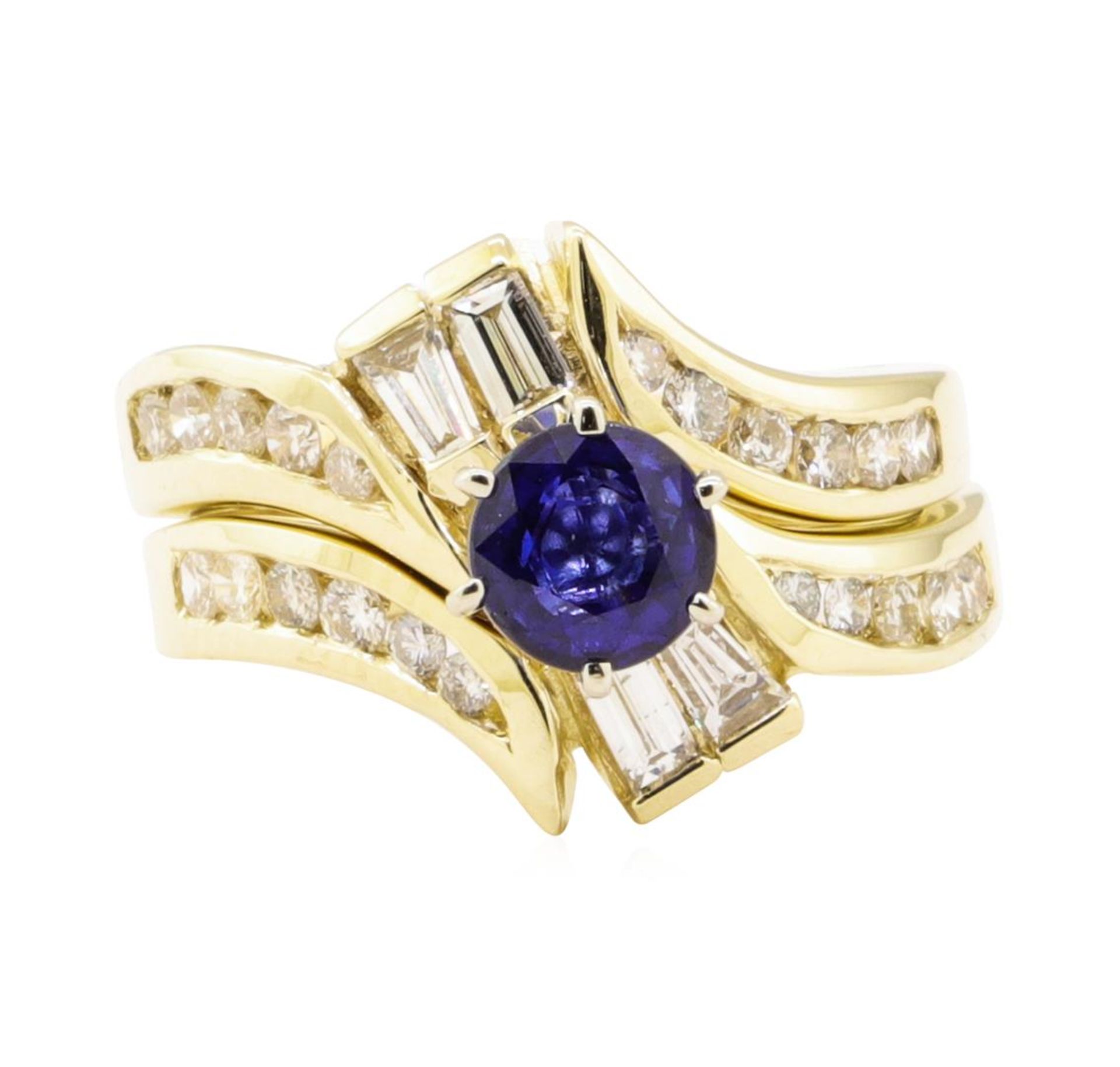 1.61 ctw Blue Sapphire And Diamond Ring And Band - 14KT Yellow Gold - Image 2 of 4