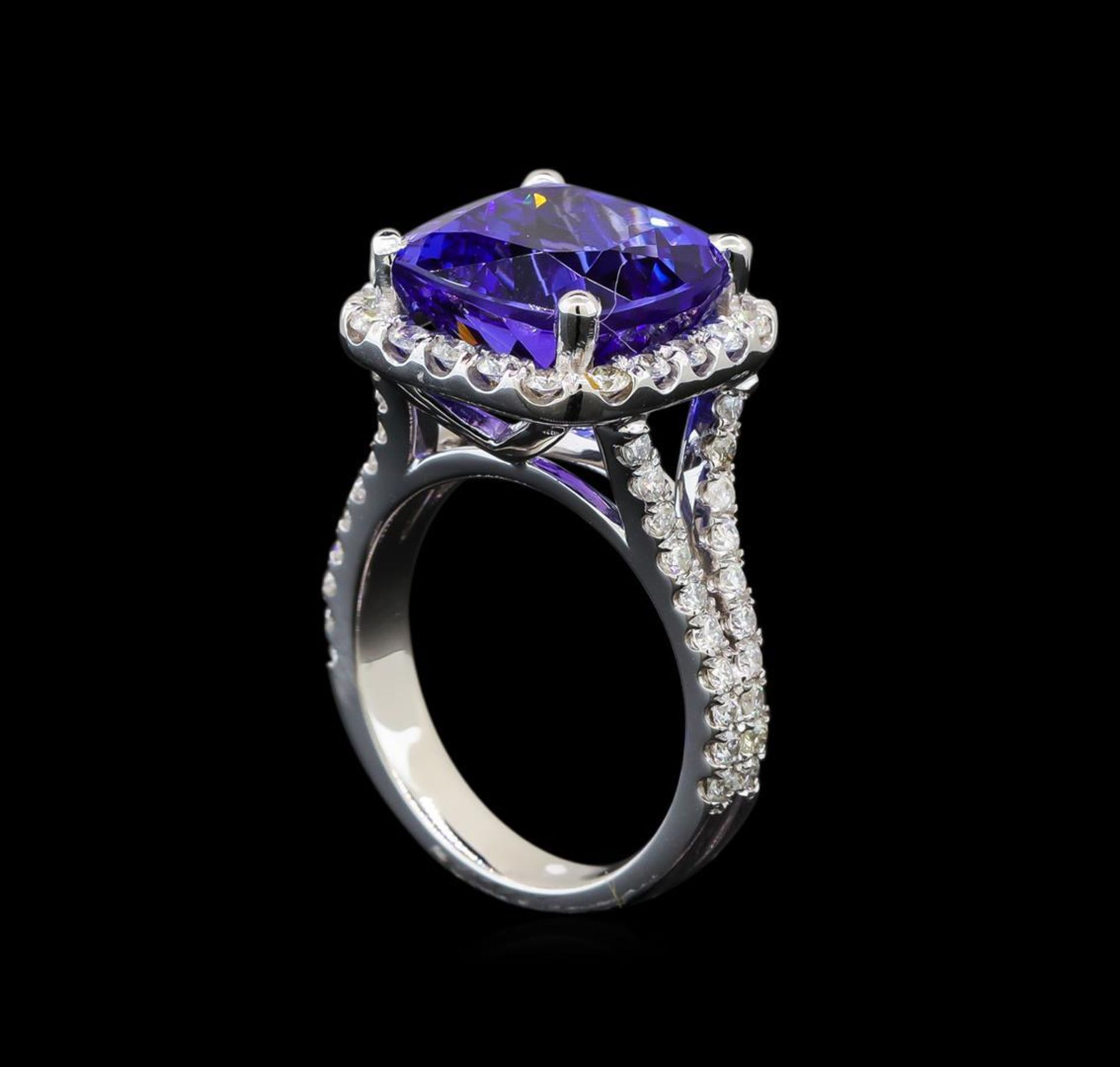 GIA Cert 9.06 ctw Tanzanite and Diamond Ring - 14KT White Gold - Image 4 of 6