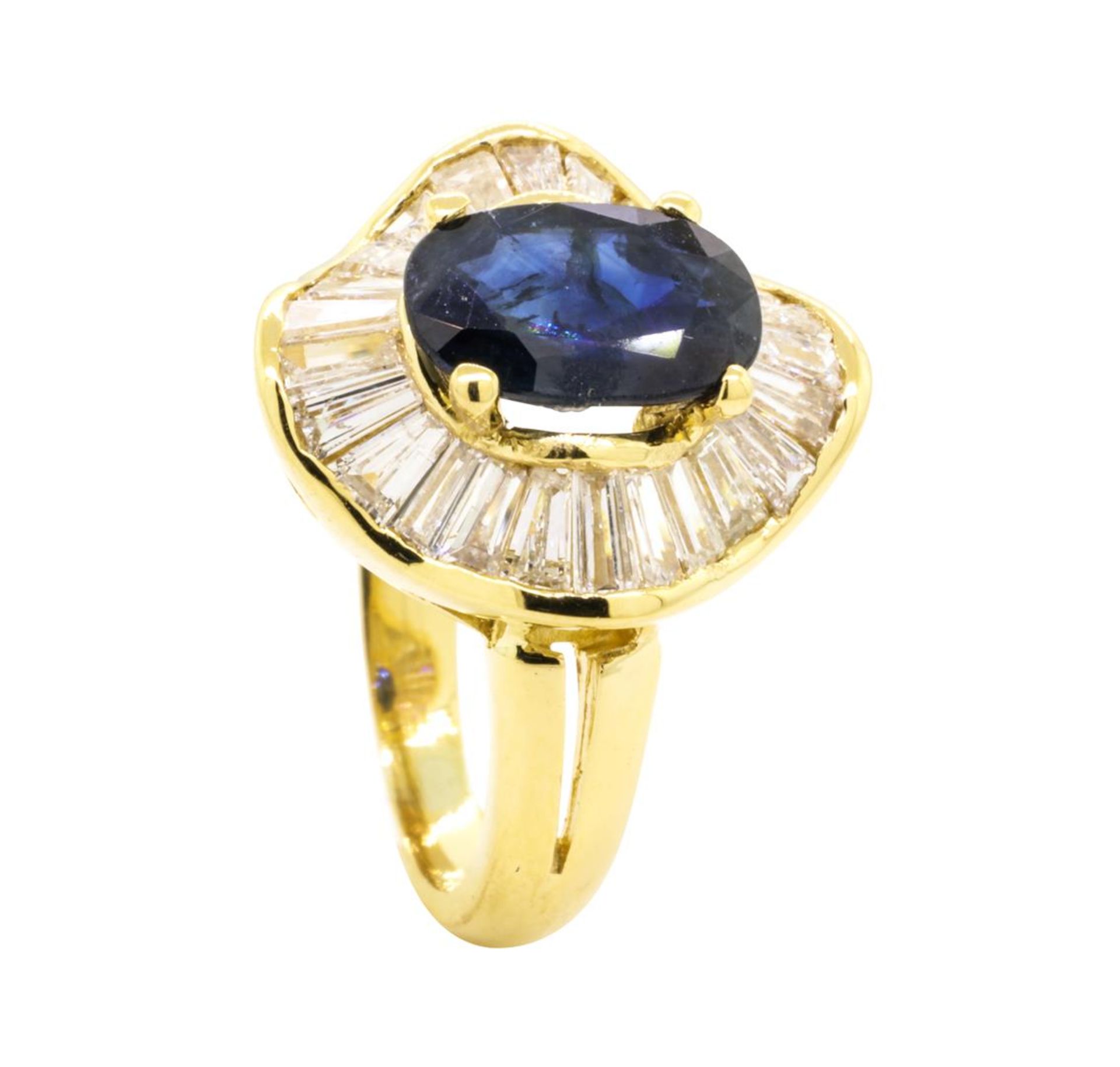 2.90 ctw Sapphire and Diamond Ring - 18KT Yellow Gold - Image 4 of 5