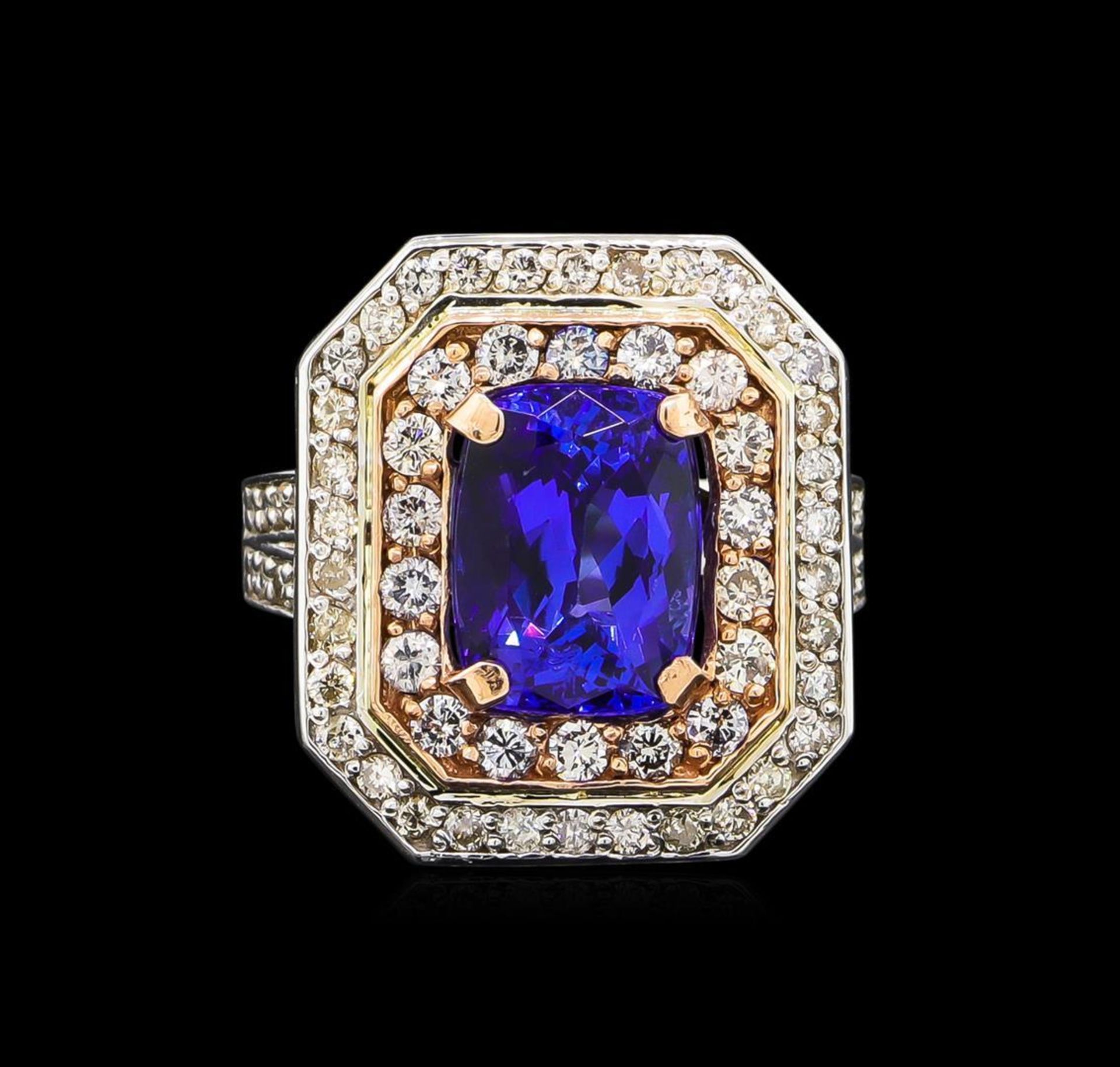 14KT Rose and White Gold 4.29 ctw Tanzanite and Diamond Ring - Image 2 of 5