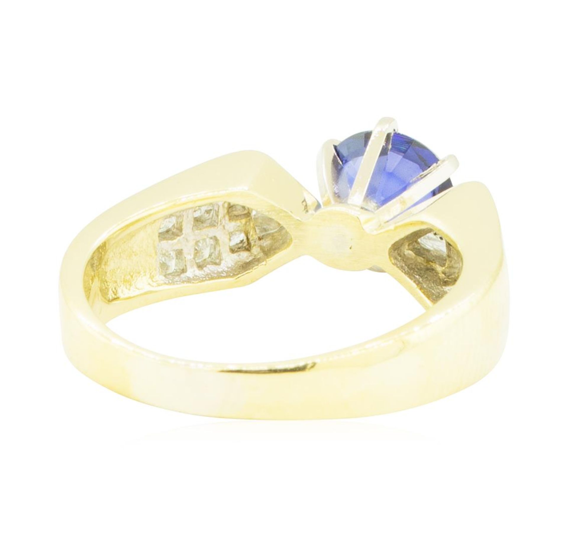 2.20 ctw Blue Sapphire and Diamond Ring - 18KT Yellow Gold - Image 3 of 4