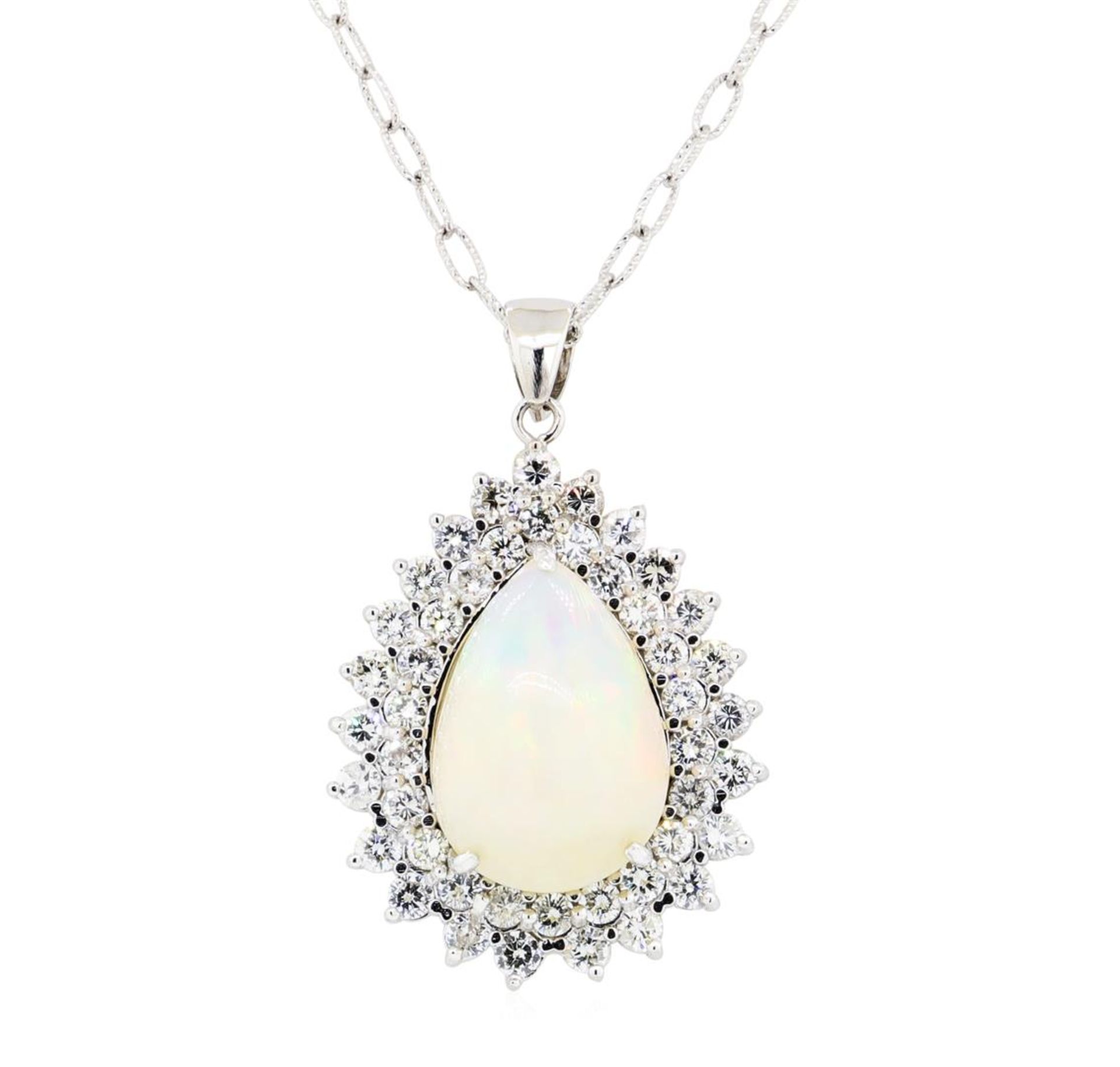 16.34 ctw Opal And Diamond Pendant & Chain - 14KT White Gold - Image 2 of 3