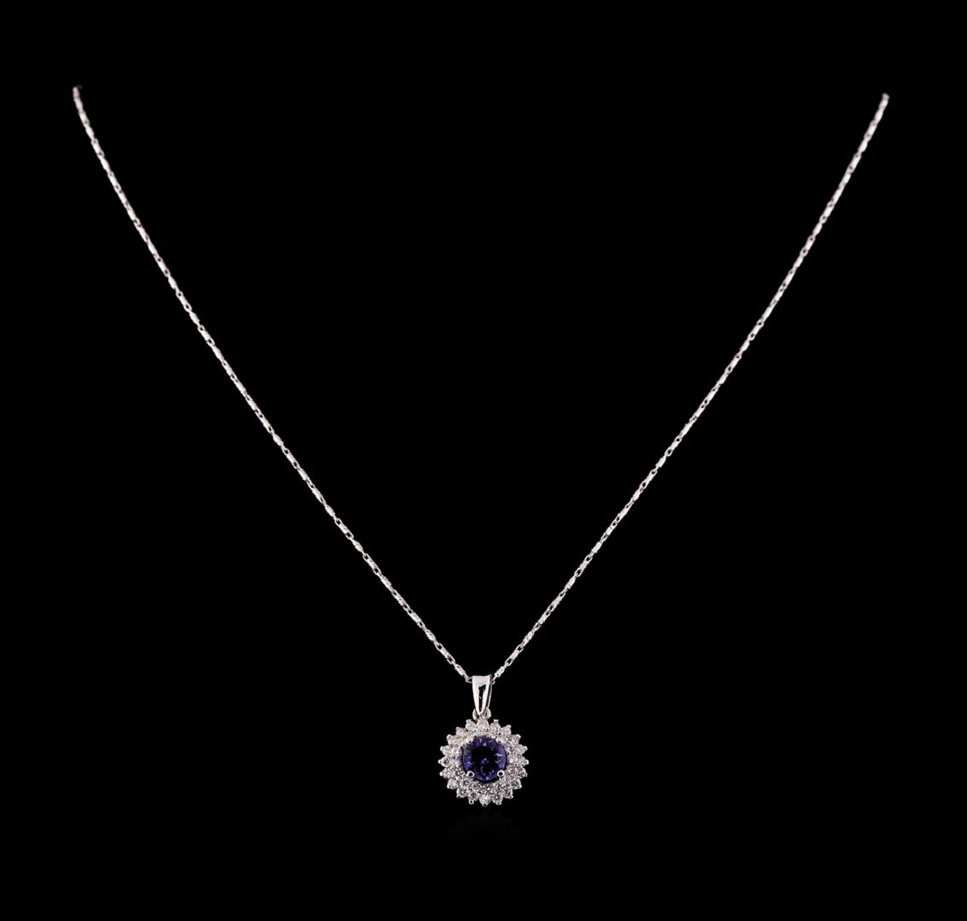 14KT White Gold 1.22 ctw Tanzanite and Diamond Pendant With Chain - Image 2 of 3