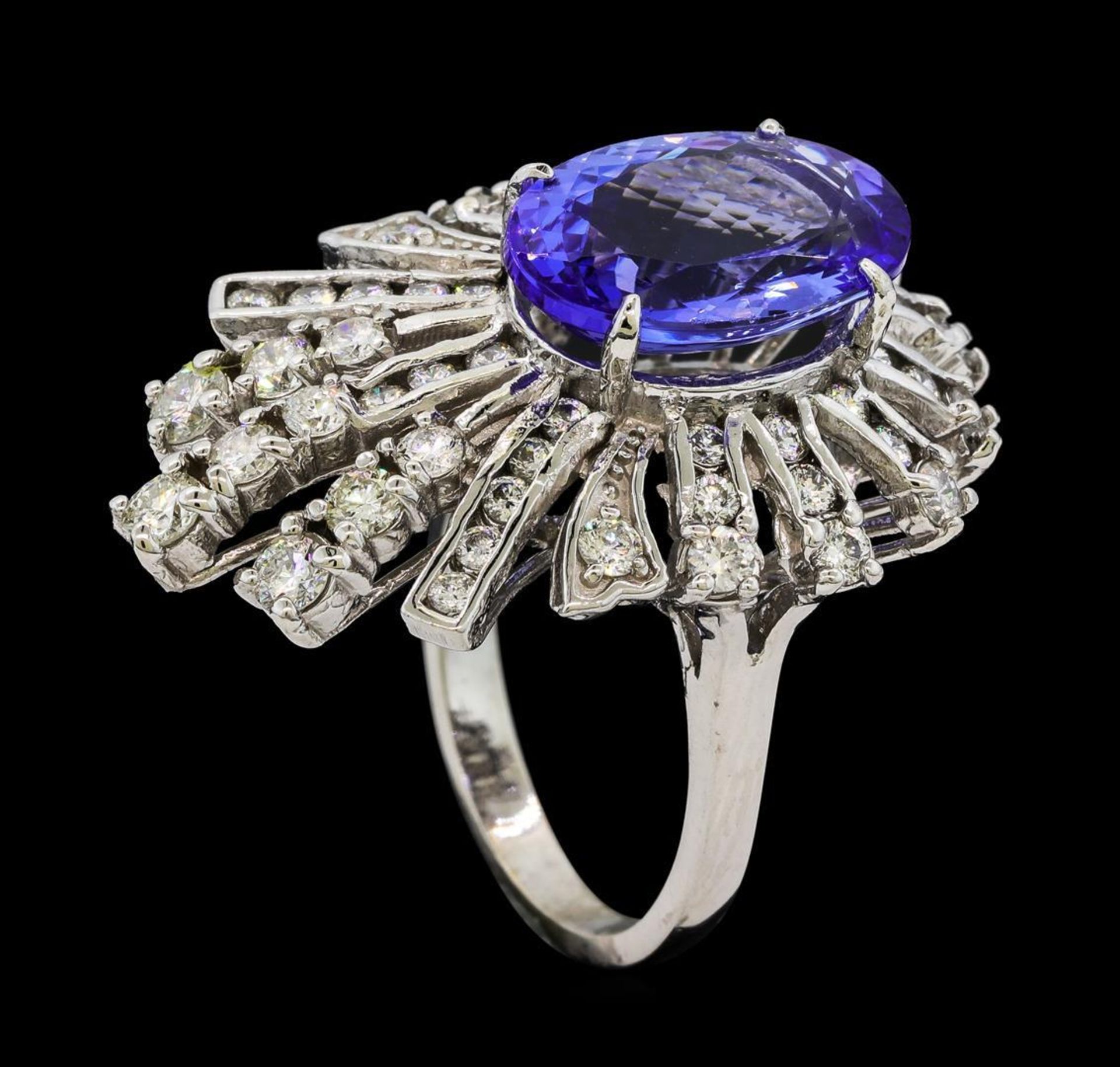 5.73 ctw Tanzanite and Diamond Ring - 14KT White Gold - Image 4 of 6