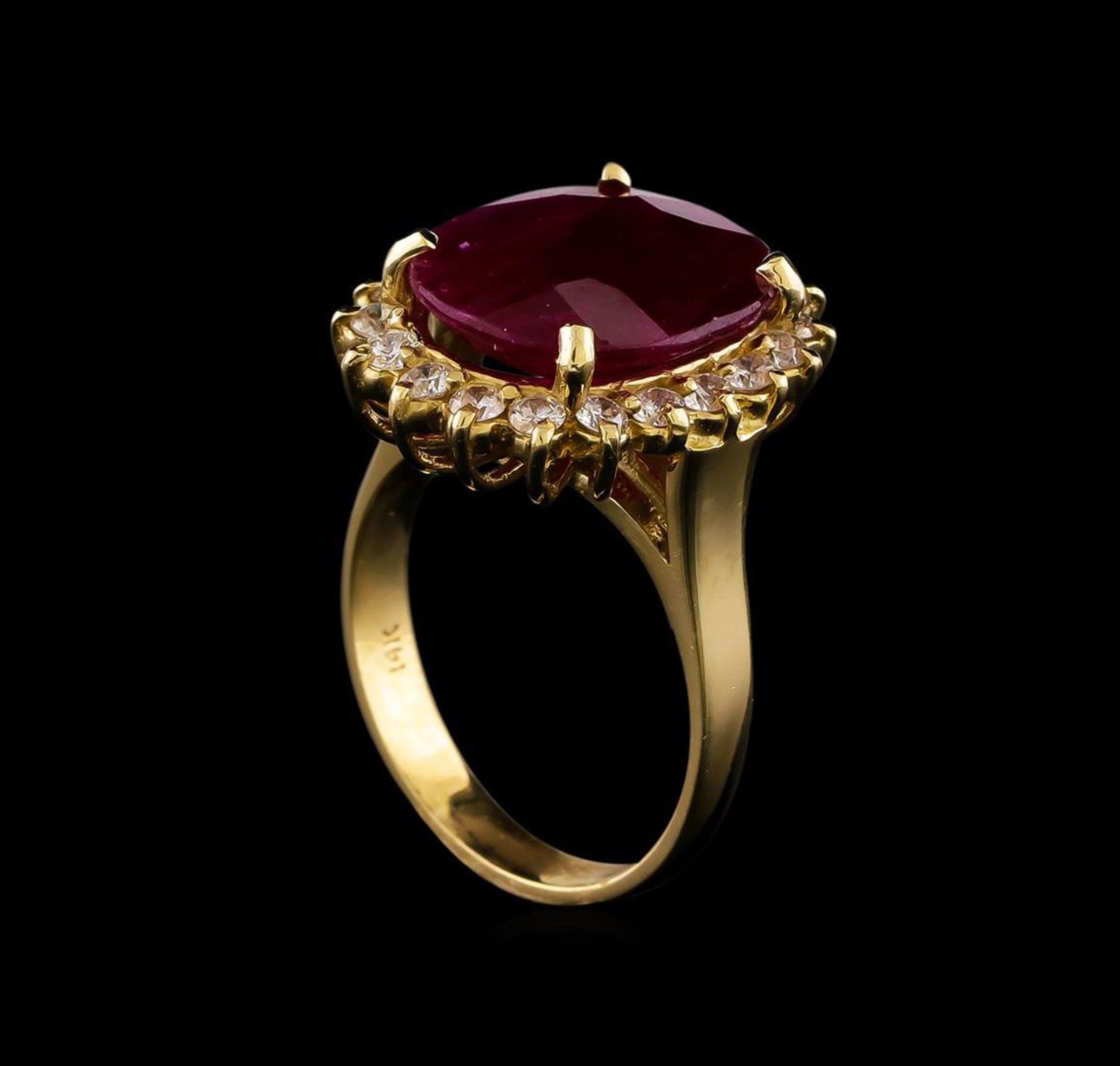 GIA Cert 6.96 ctw Ruby and Diamond Ring - 14KT Yellow Gold - Image 4 of 6