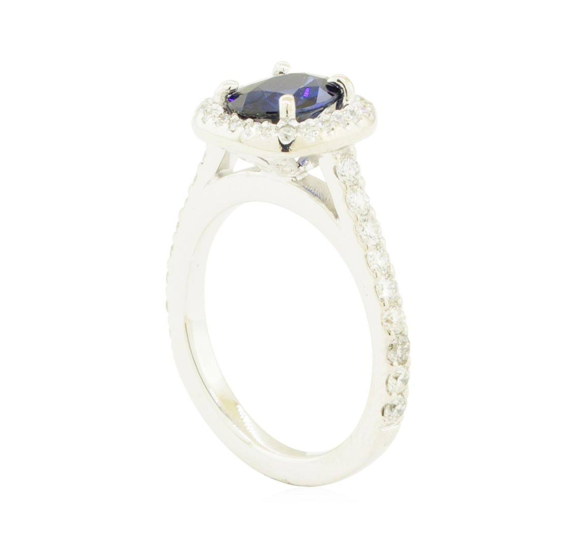 1.94 ctw Oval Brilliant Blue Sapphire And Diamond Ring - 14KT White Gold - Image 4 of 5