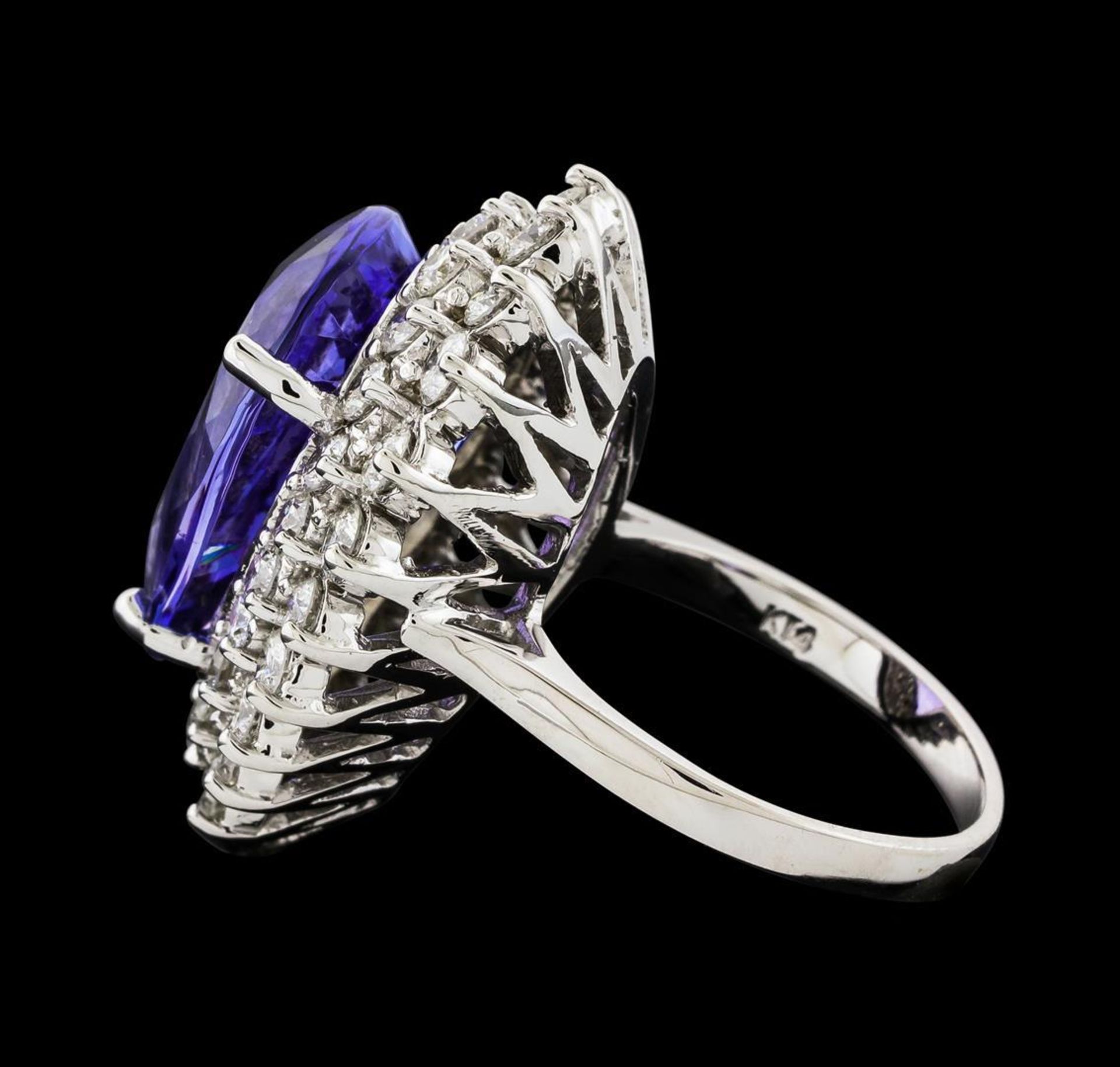 GIA Cert 12.13 ctw Tanzanite and Diamond Ring - 14KT White Gold - Image 3 of 6